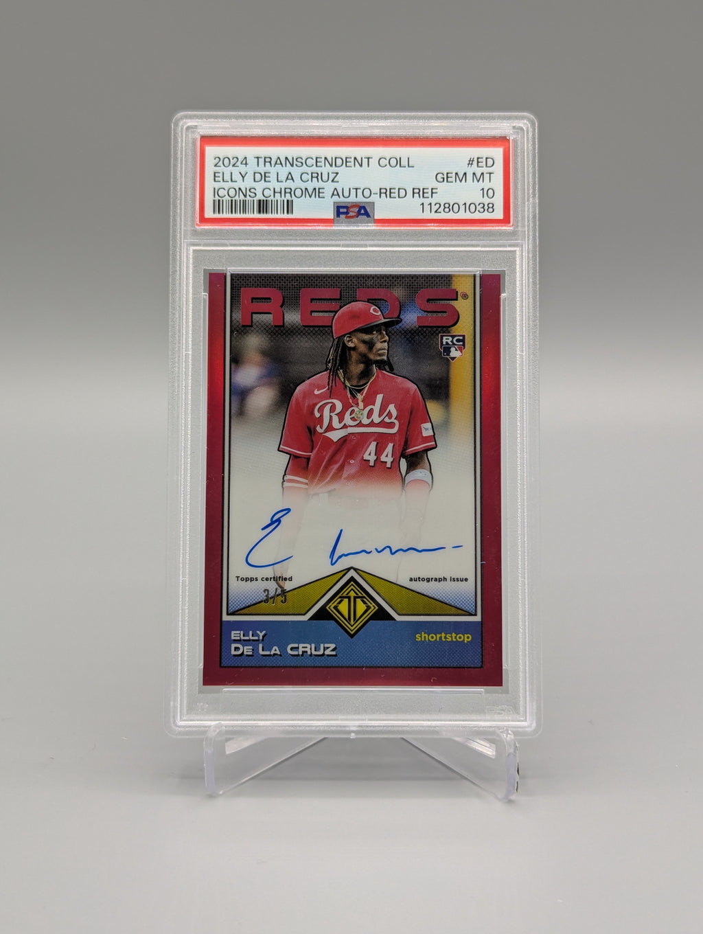 2024 Topps Transcendent Icons Red Ref Elly de la Cruz RC auto #/5 PSA 10 Reds
