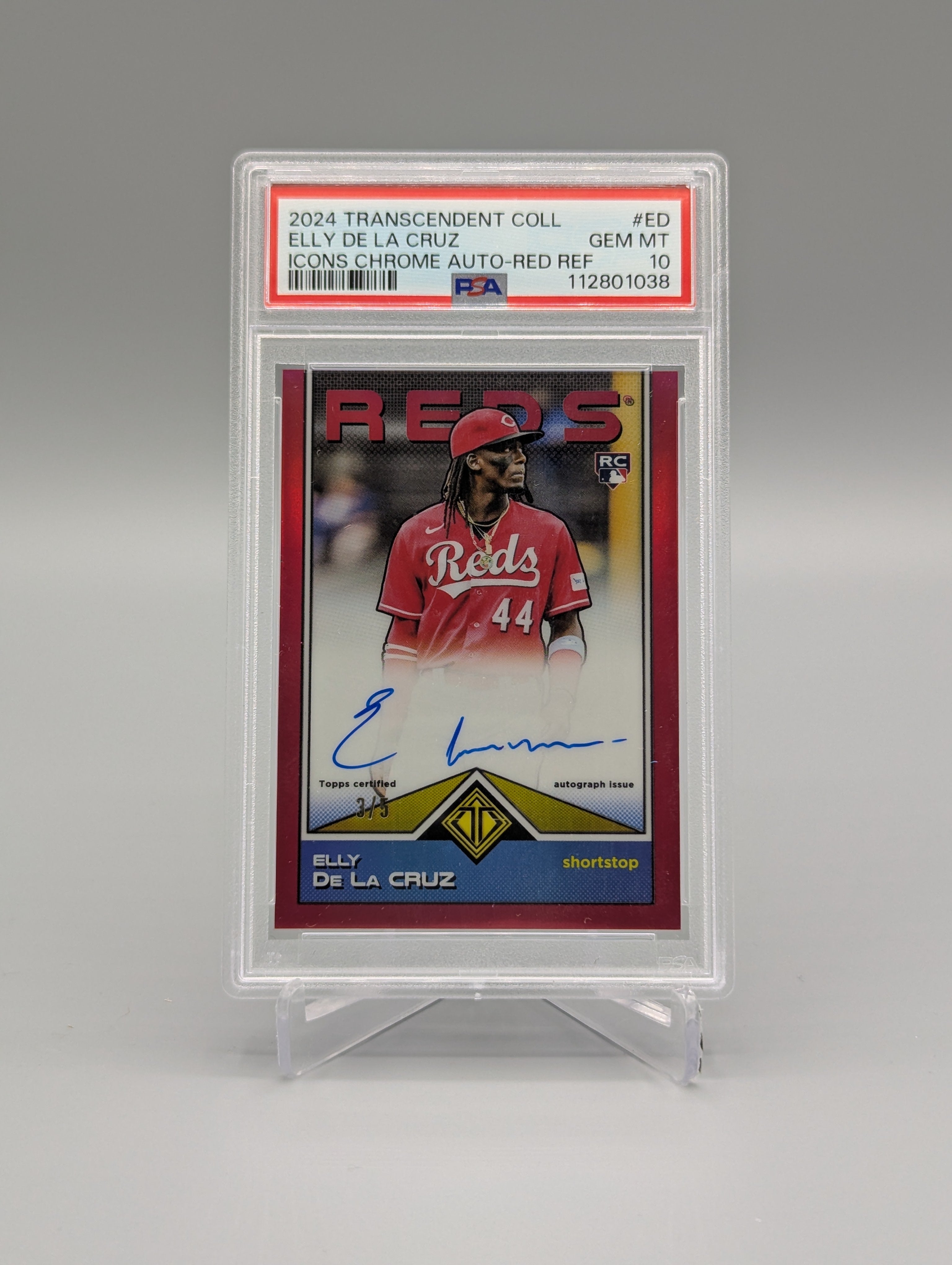2024 Topps Transcendent Icons Red Ref Elly de la Cruz RC auto #/5 PSA 10 Reds