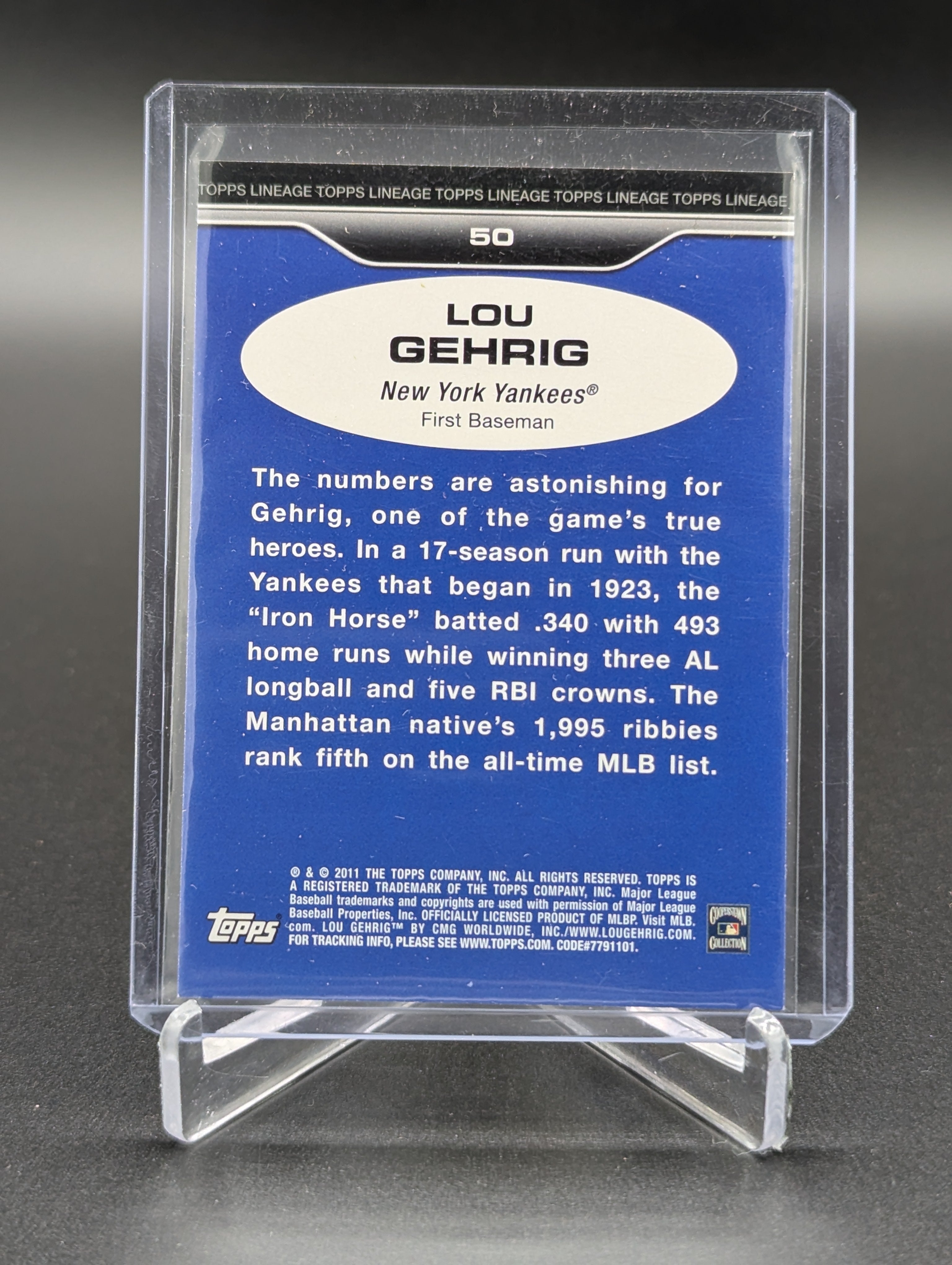 2011 Topps Lineage Refractor Diamond Anniversary #50 Lou Gehrig Yankees
