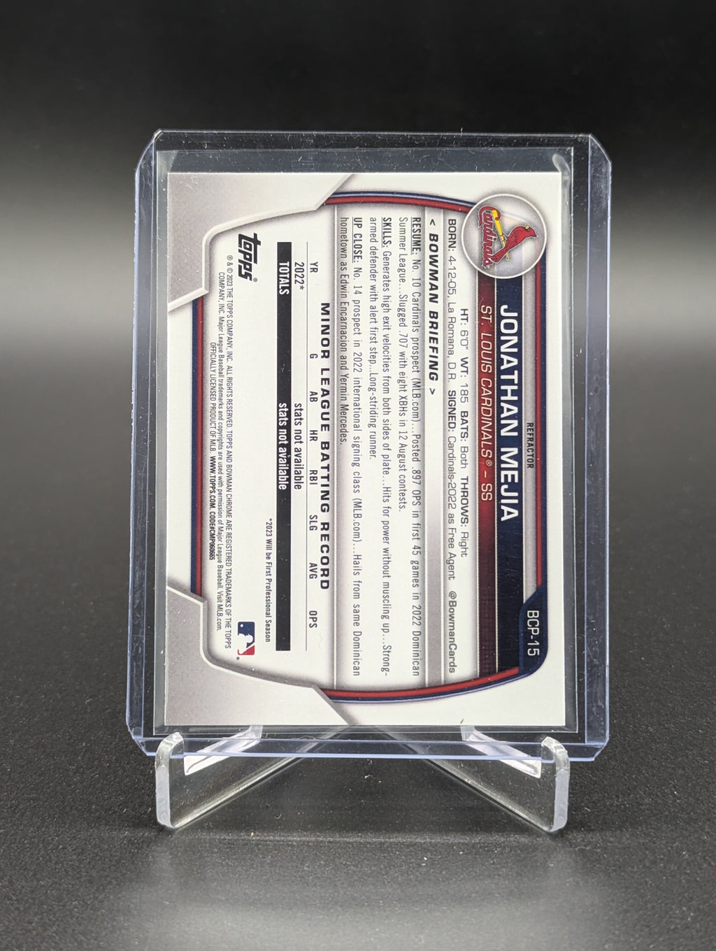 2023 Bowman Chrome Lunar Glow #BCP-15 Jonathan Mejia