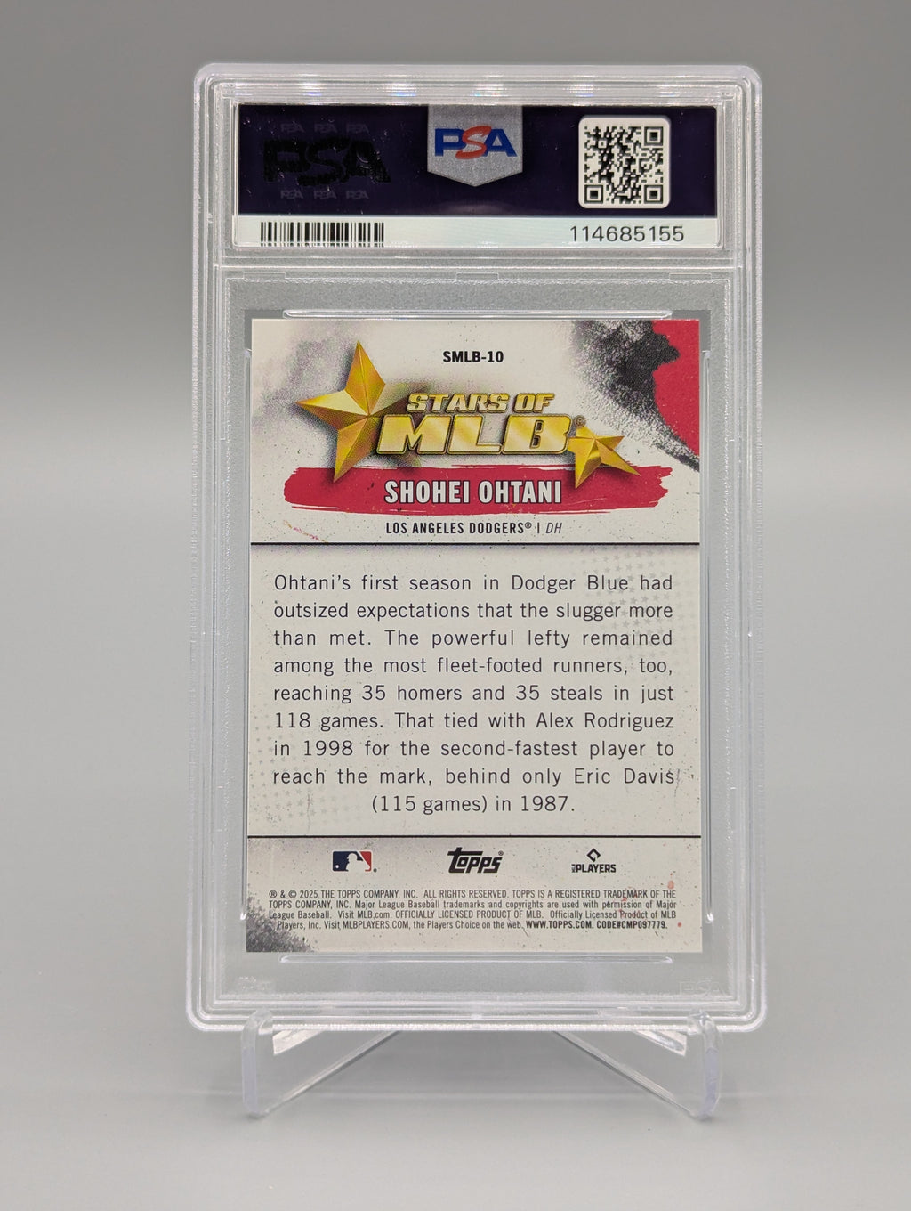 2025 Topps Stars Of MLB #SMLB10 Shohei Ohtani PSA 10 Dodgers
