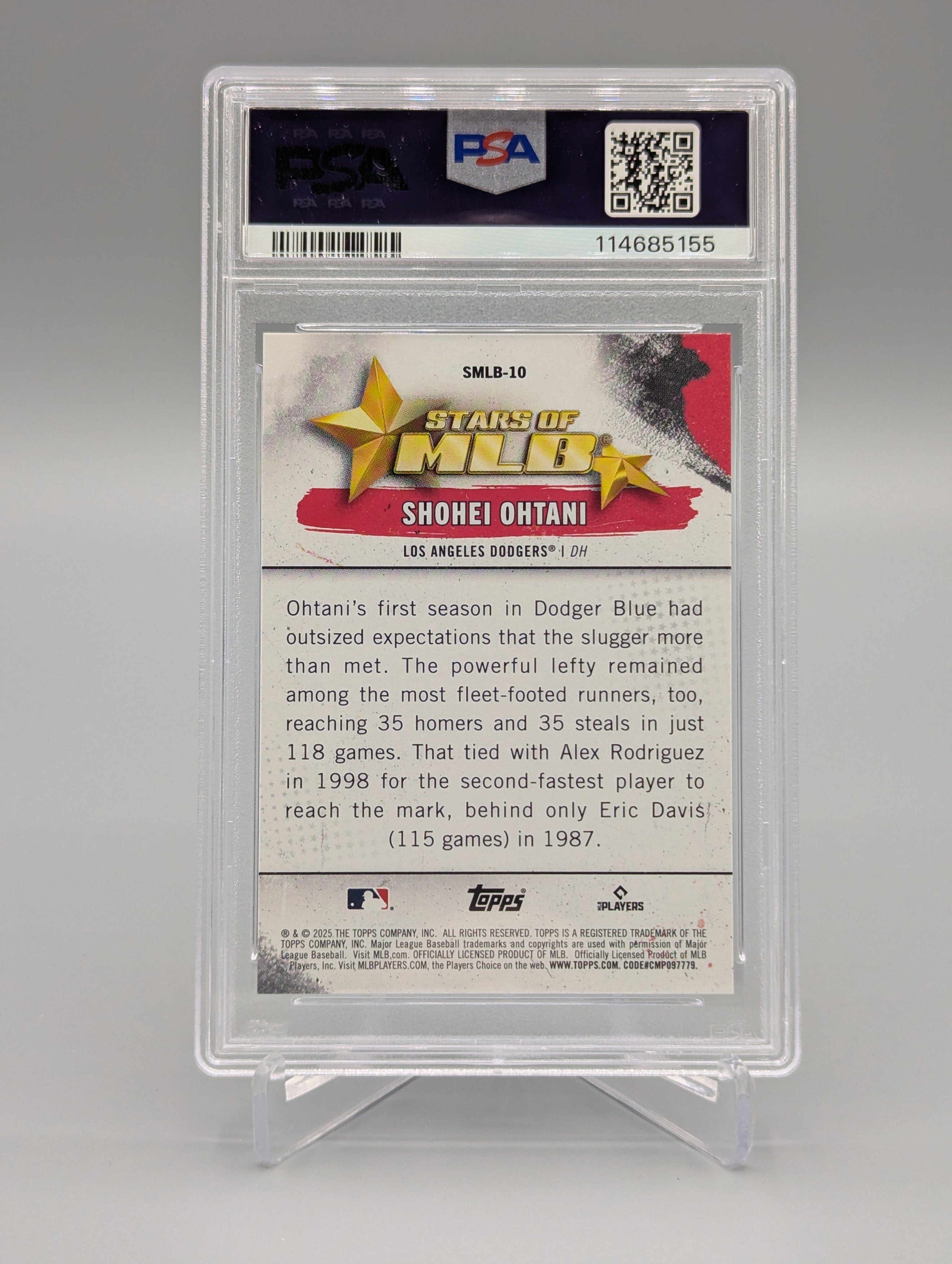 2025 Topps Stars Of MLB #SMLB10 Shohei Ohtani PSA 10 Dodgers