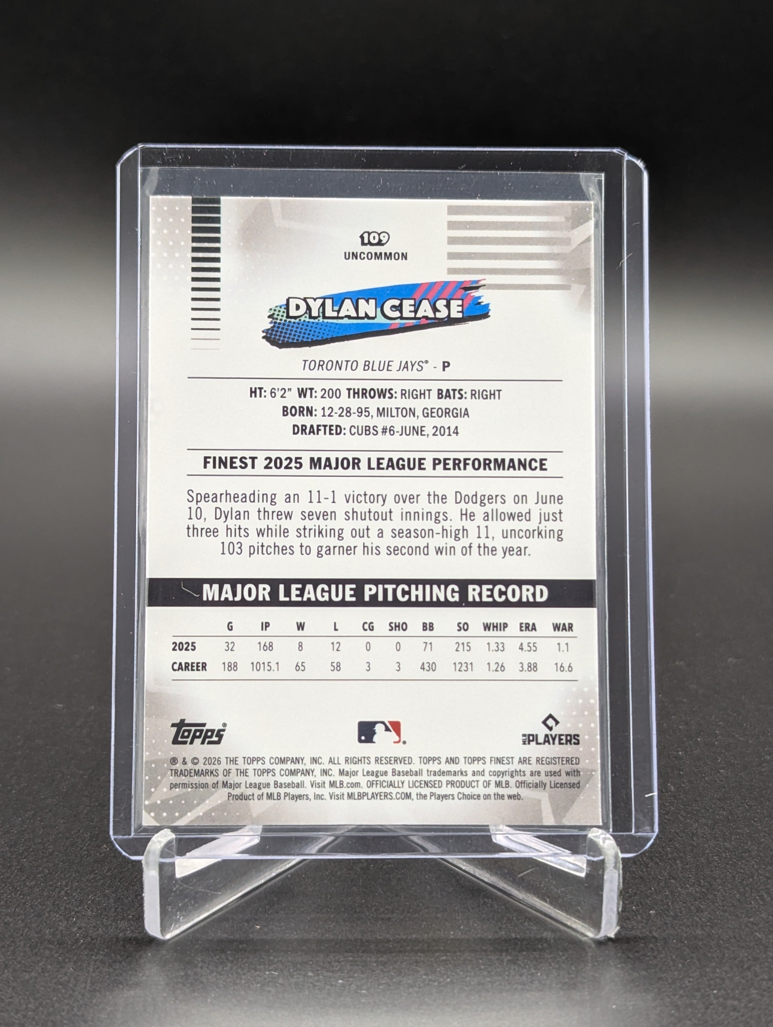 2026 Topps Finest X Fractor Purple Umcommon /75 #109 Dylan Cease Blue Jays