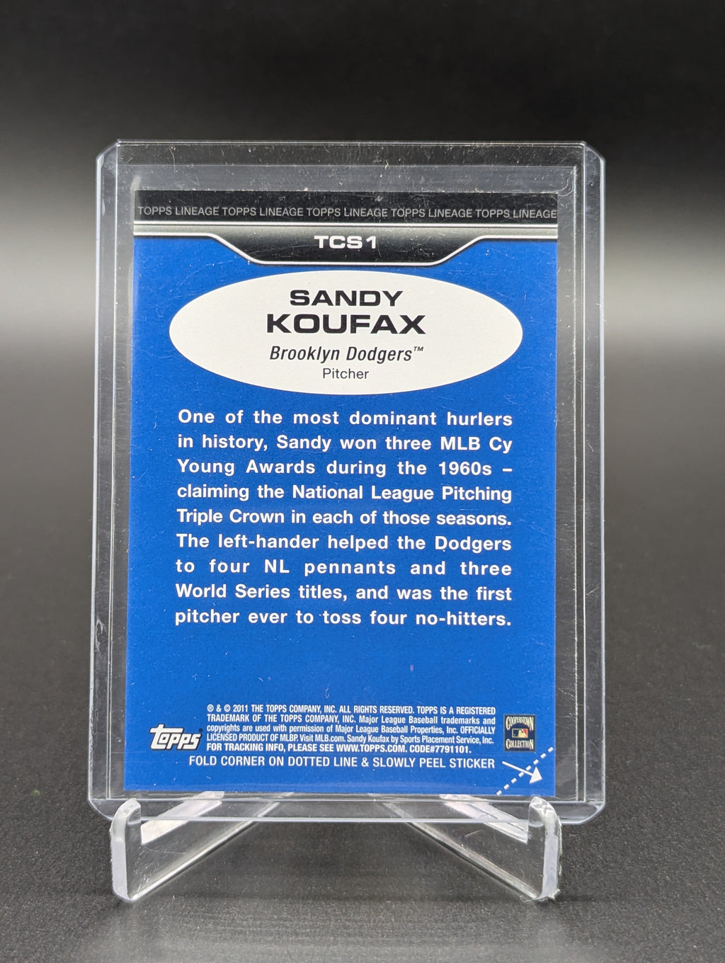 2011 Topps Lineage Cloth Stickers Sandy Koufax Dodgers