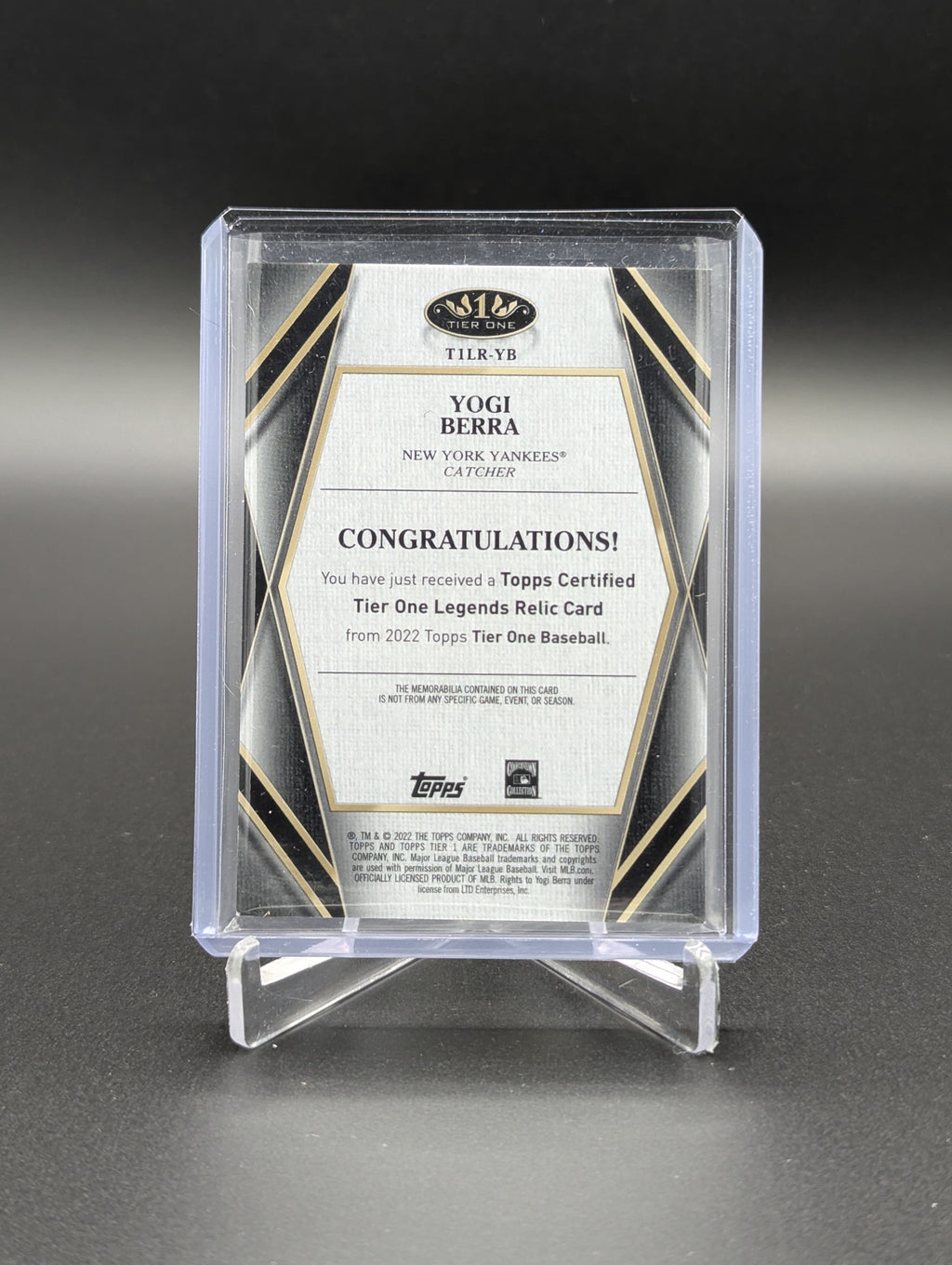 2022 Topps Tier One Legends Relic /199 #T1LR-YB Yogi Berra Yankees