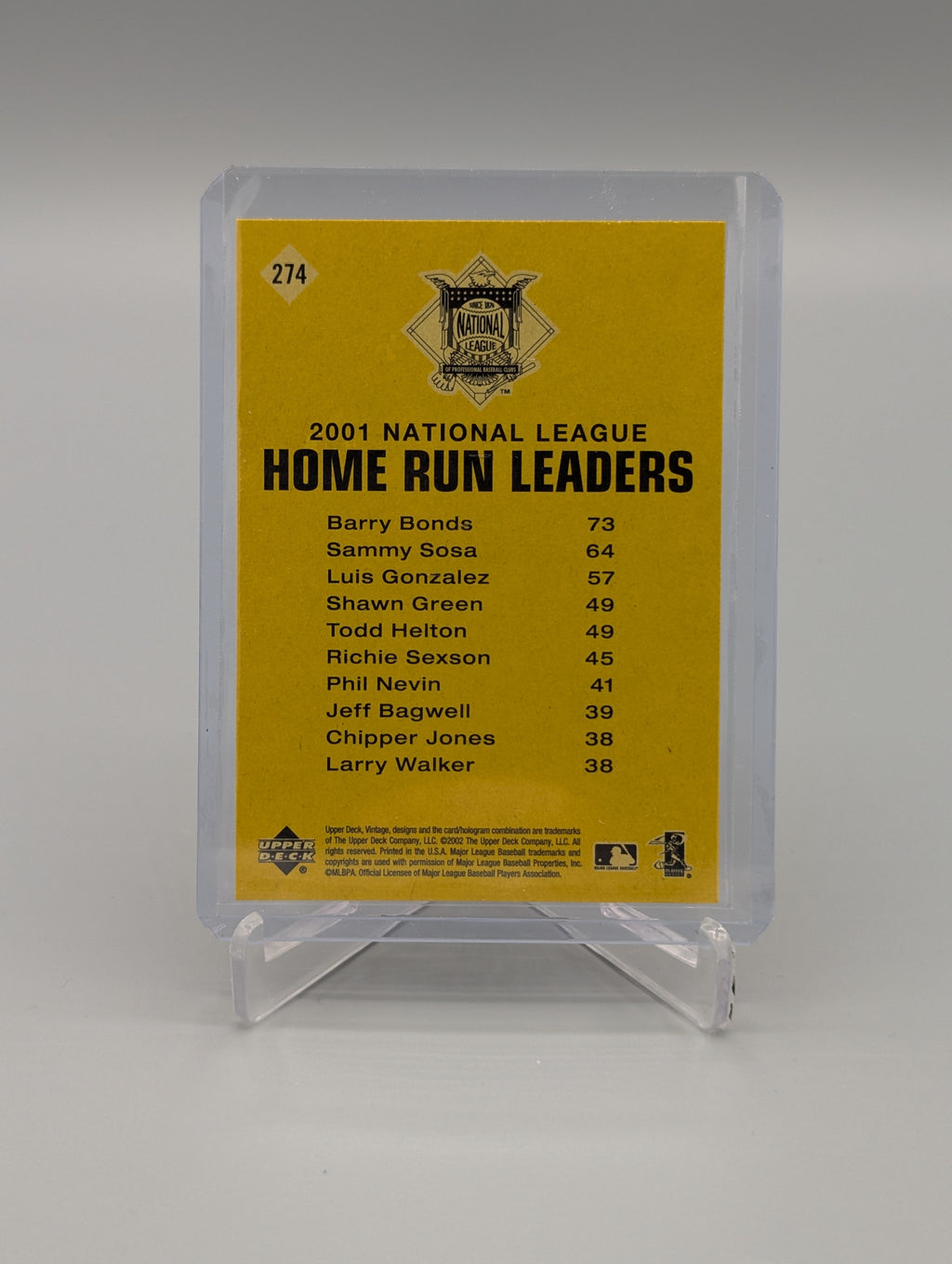 2002 Upper Deck Vintage #274 HR Leaders Error Bonds/Sosa/Gonzalez