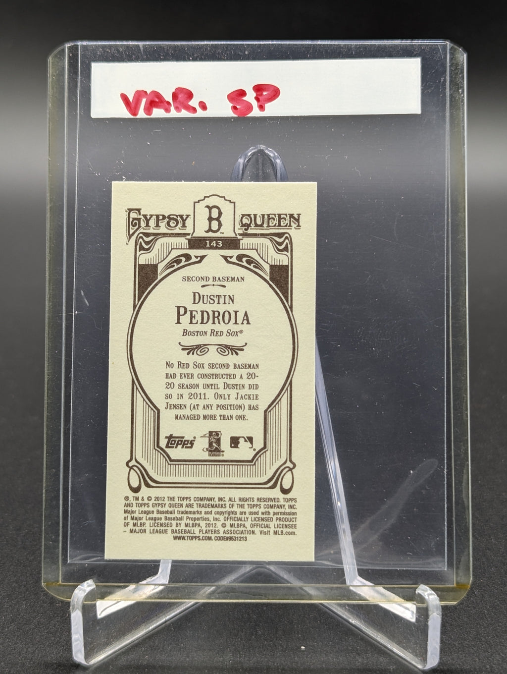 2012 Topps Gypsy Queen Mini Image Variation #143 Dustin Pedroia Red Sox
