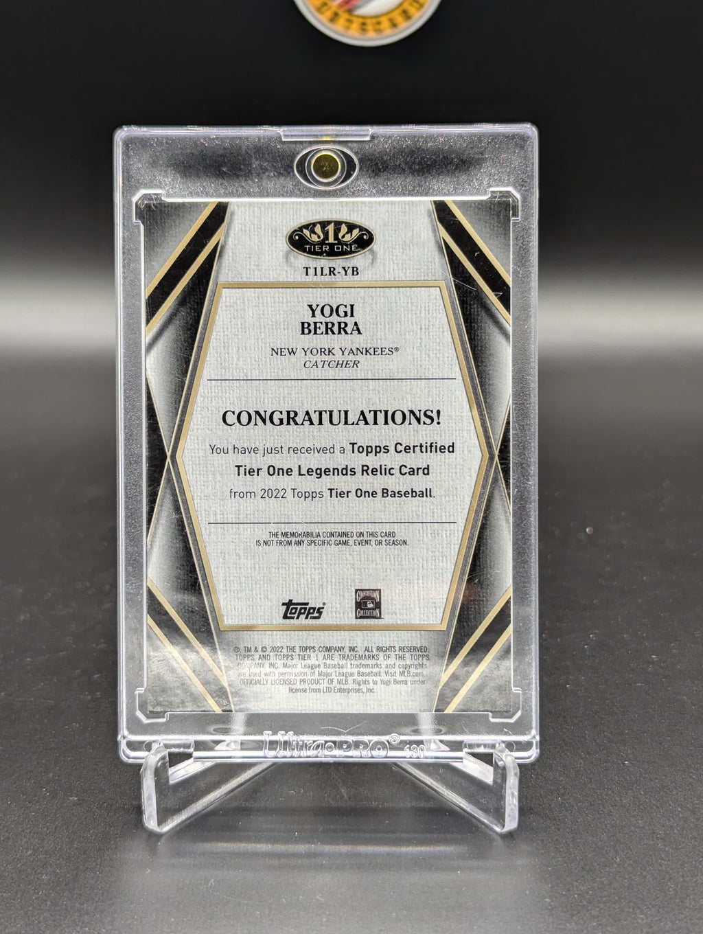 2022 Topps Tier One Legends Relic #T1LR-YB Yogi Berra #/199 Yankees