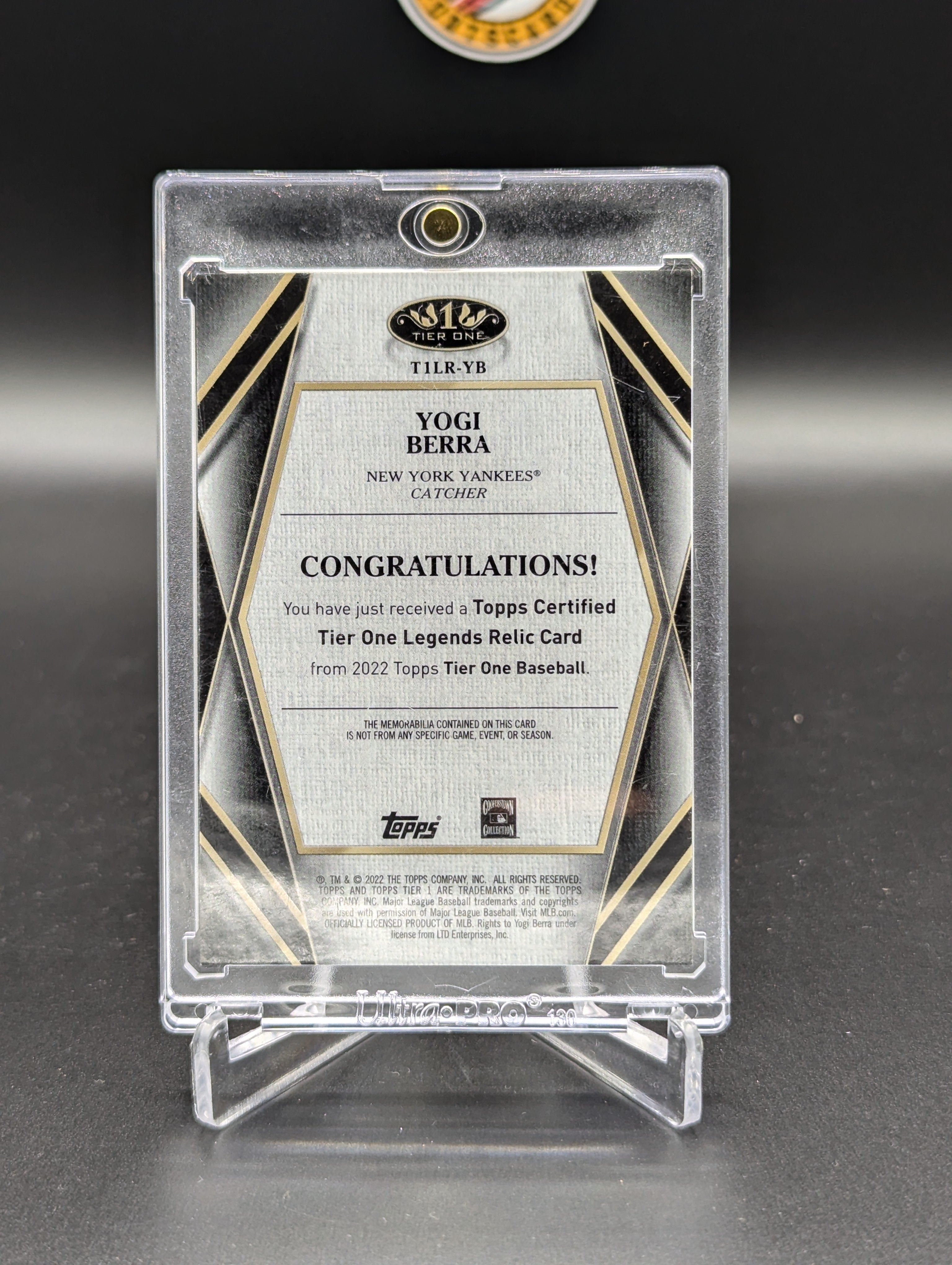 2022 Topps Tier One Legends Relic #T1LR-YB Yogi Berra #/199 Yankees