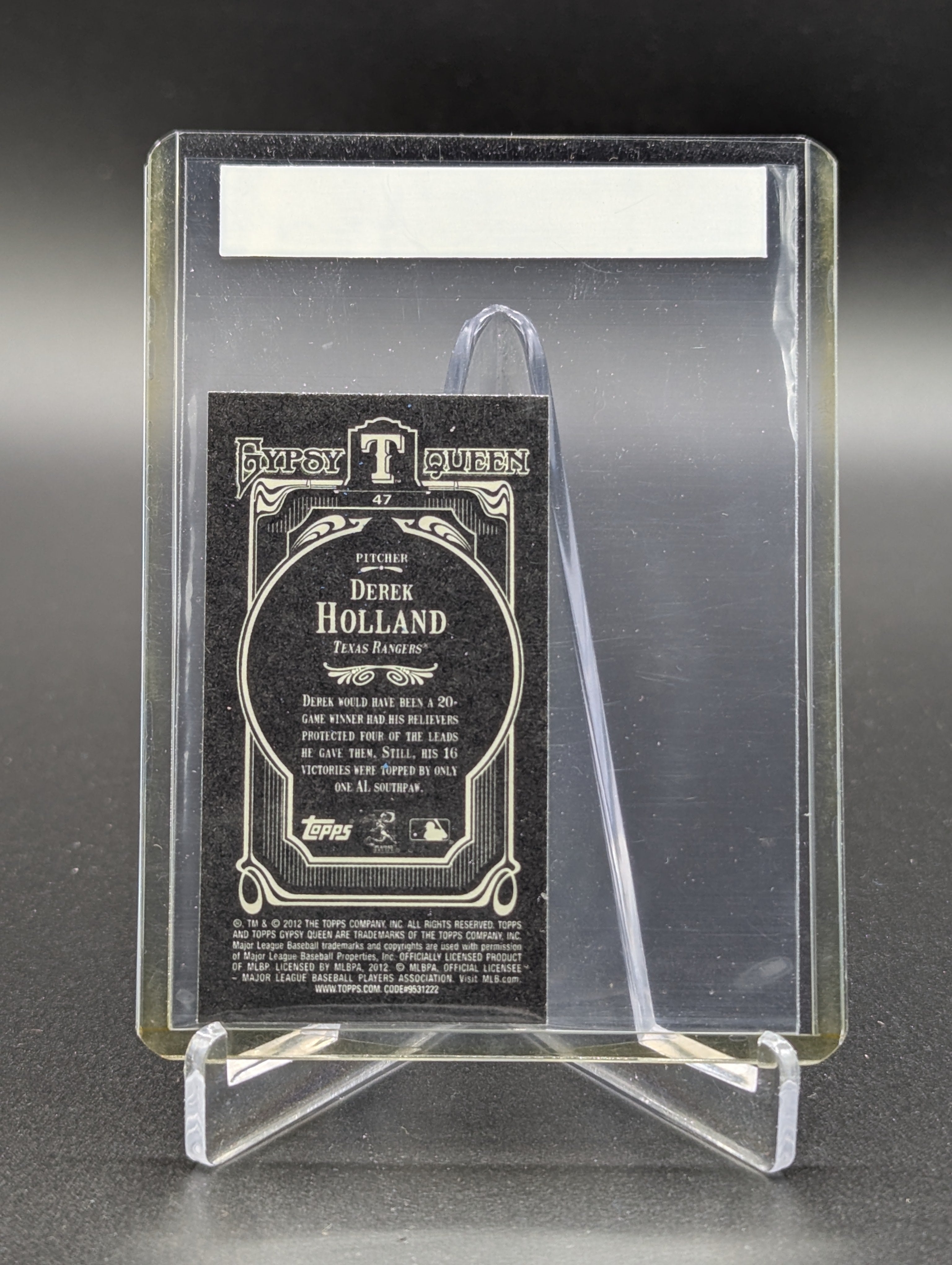 2012 Topps Gypsy Queen Mini Black #47 Derek Holland Rangers