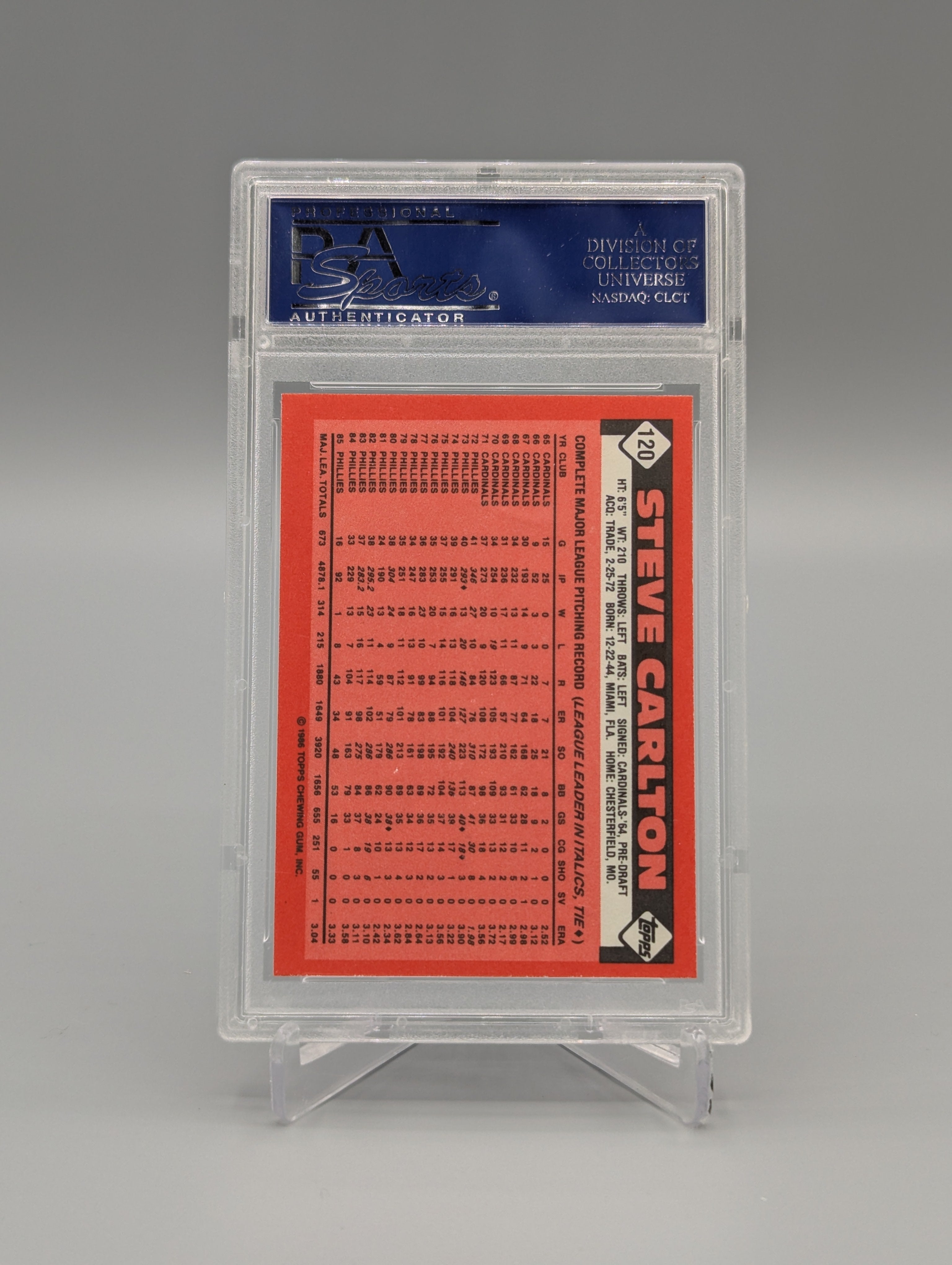 1986 Topps Tiffany #120 Steve Carlton PSA 10 Phillies