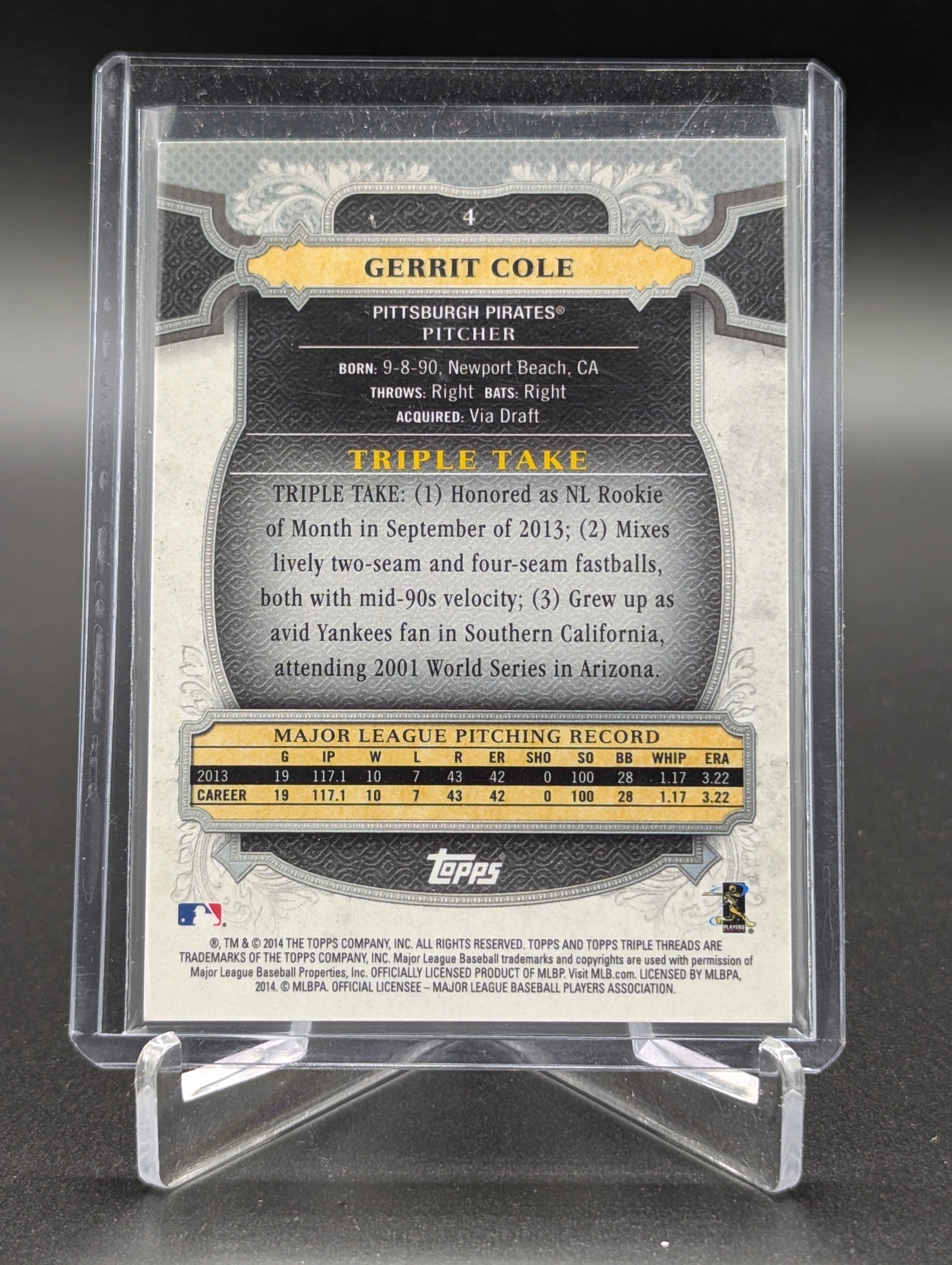 2014 Topps Triple Threads Amethyst #4 Gerrit Cole #/325 Pirates