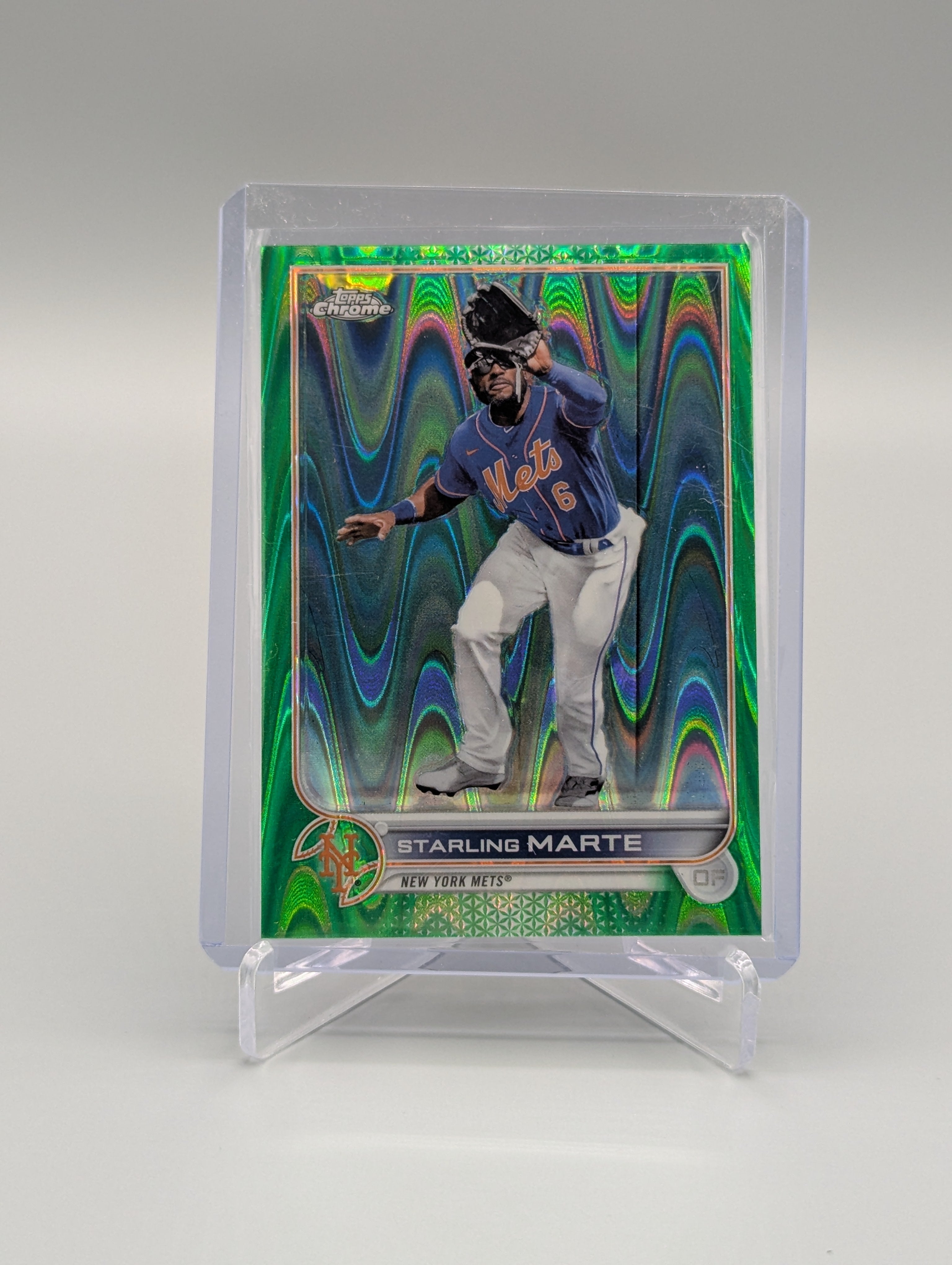 2022 Topps Chrome Sonic Green Raywave #132 Starling Marte #/99 Mets