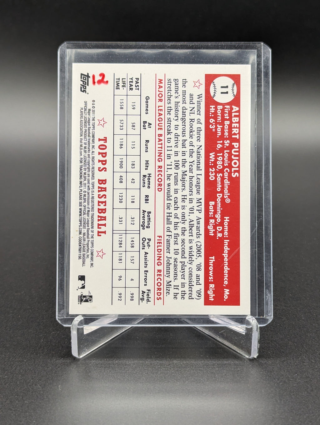 2011 Topps Black Diamond Redemption #11 Albert Pujols Cardinals