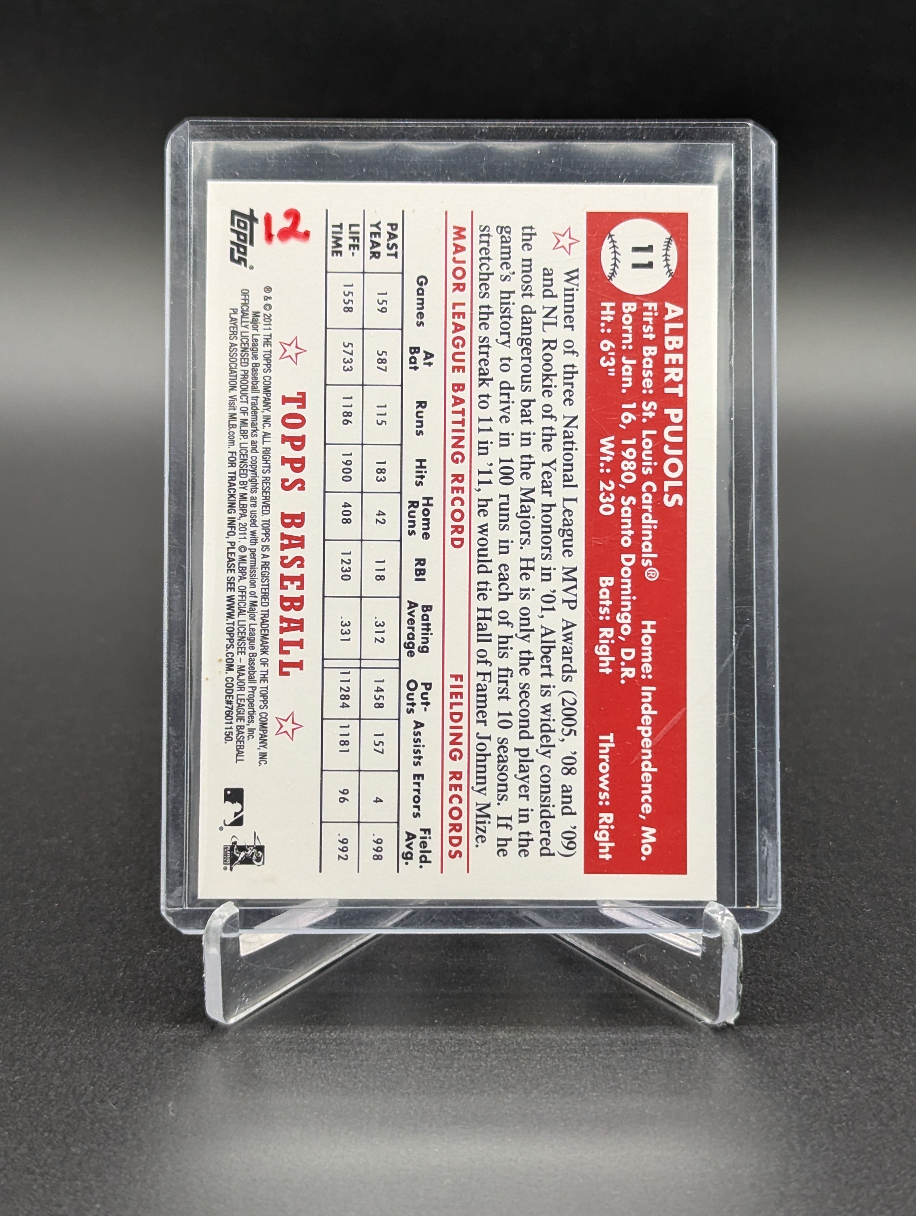 2011 Topps Black Diamond Redemption #11 Albert Pujols Cardinals