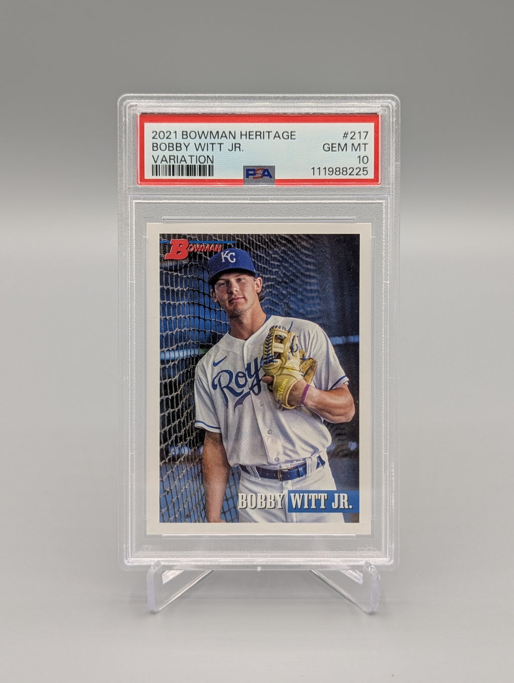 2021 Bowman Heritage #217 Bobby Witt Jr Variation PSA 10 Royals