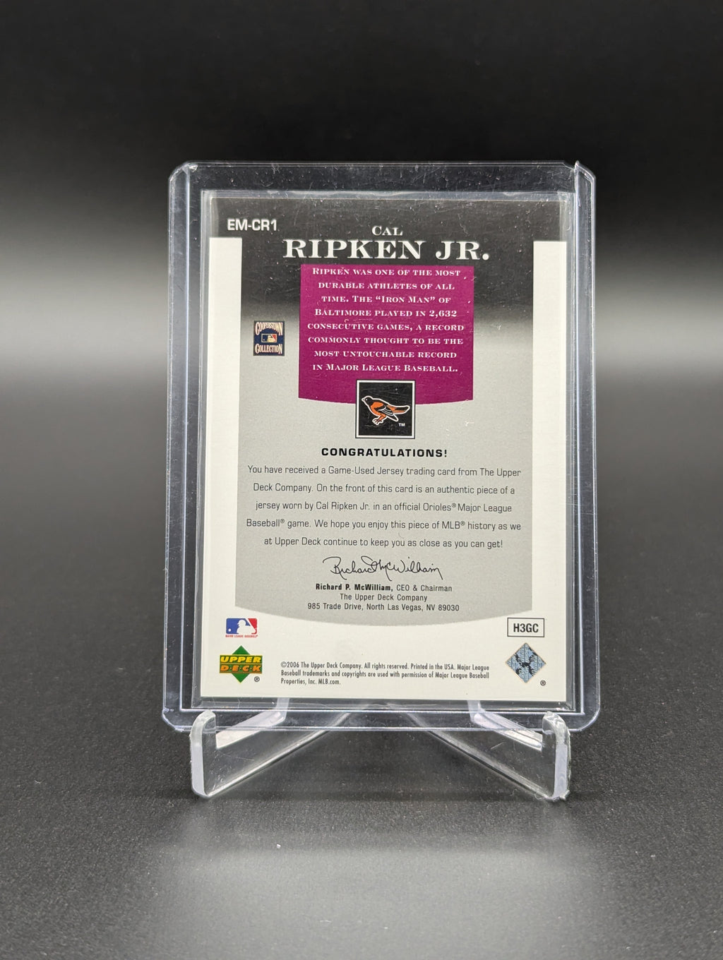 2006 UD Epic Epic Materials /155 #EM-CR1 Cal Ripken Jr Orioles