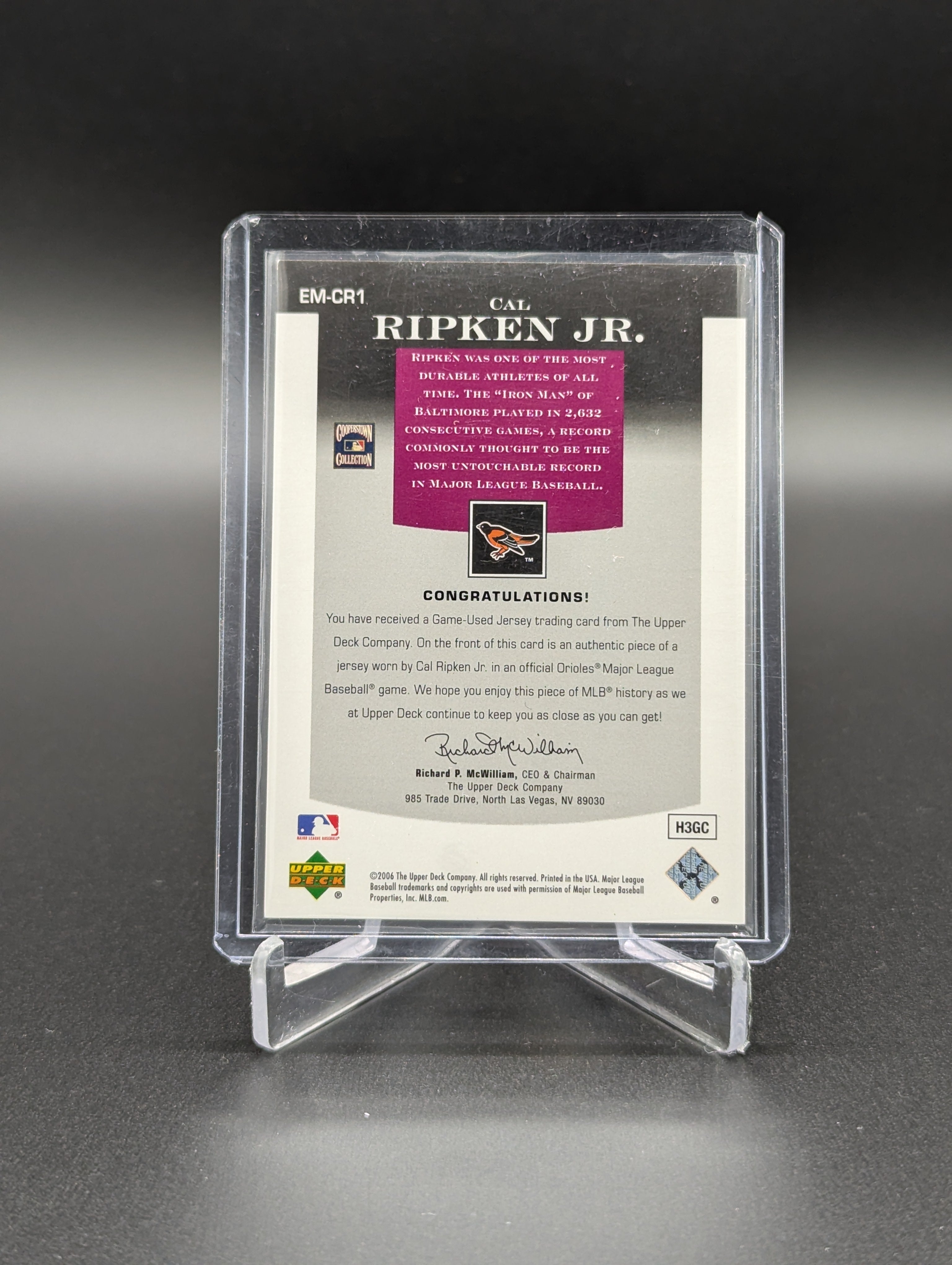 2006 UD Epic Epic Materials /155 #EM-CR1 Cal Ripken Jr Orioles