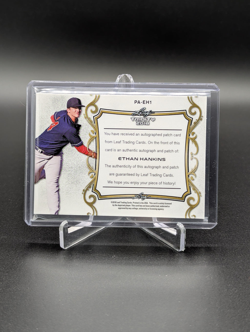 2018 Leaf Trinity Auto/Relic #PA-EH1 Ethan Hankins Chief Wahoo