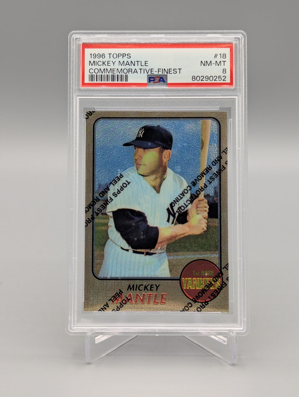 1996 Topps Commemorative Finest #18 Mickey Mantle PSA 8 Yankees