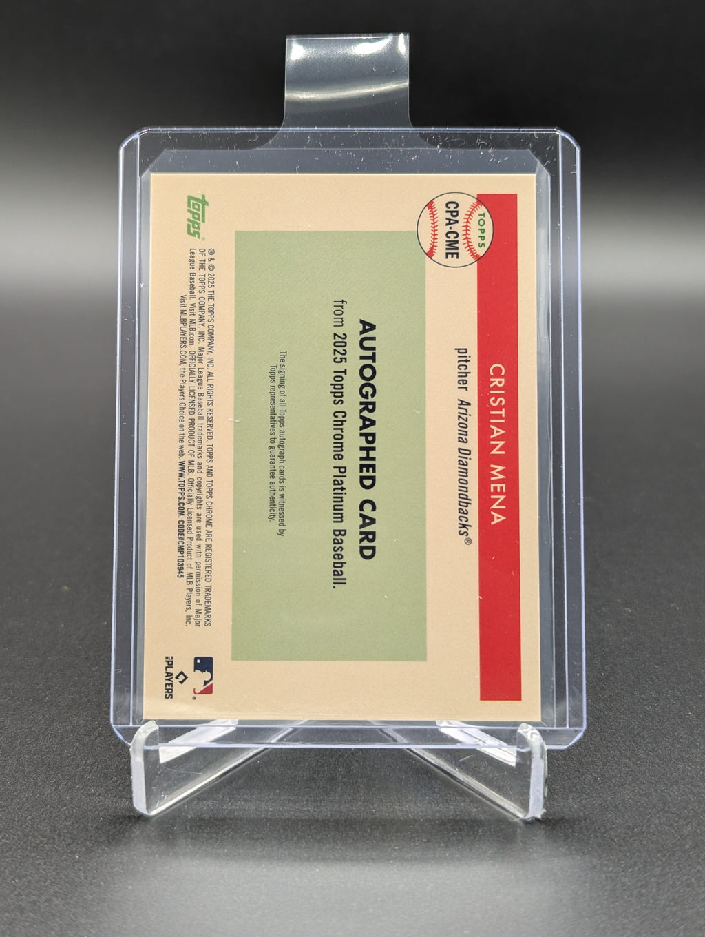 2025 Topps Chrome Platinum Auto #CPA-CME Christian Mena RC