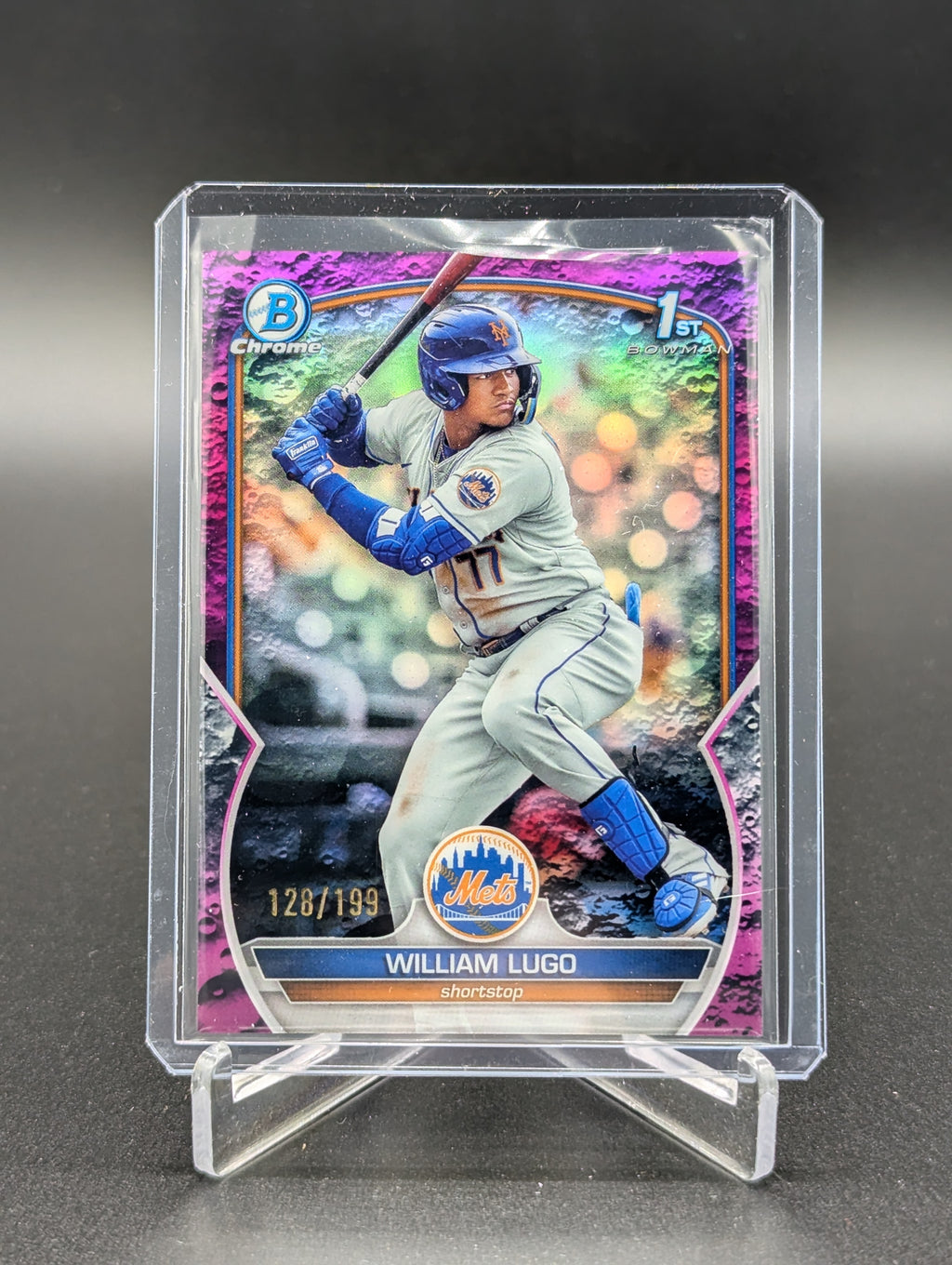2023 Bowman Chrome Fuchsia Refractor #BCP-141 William Lugo #/199 Mets **