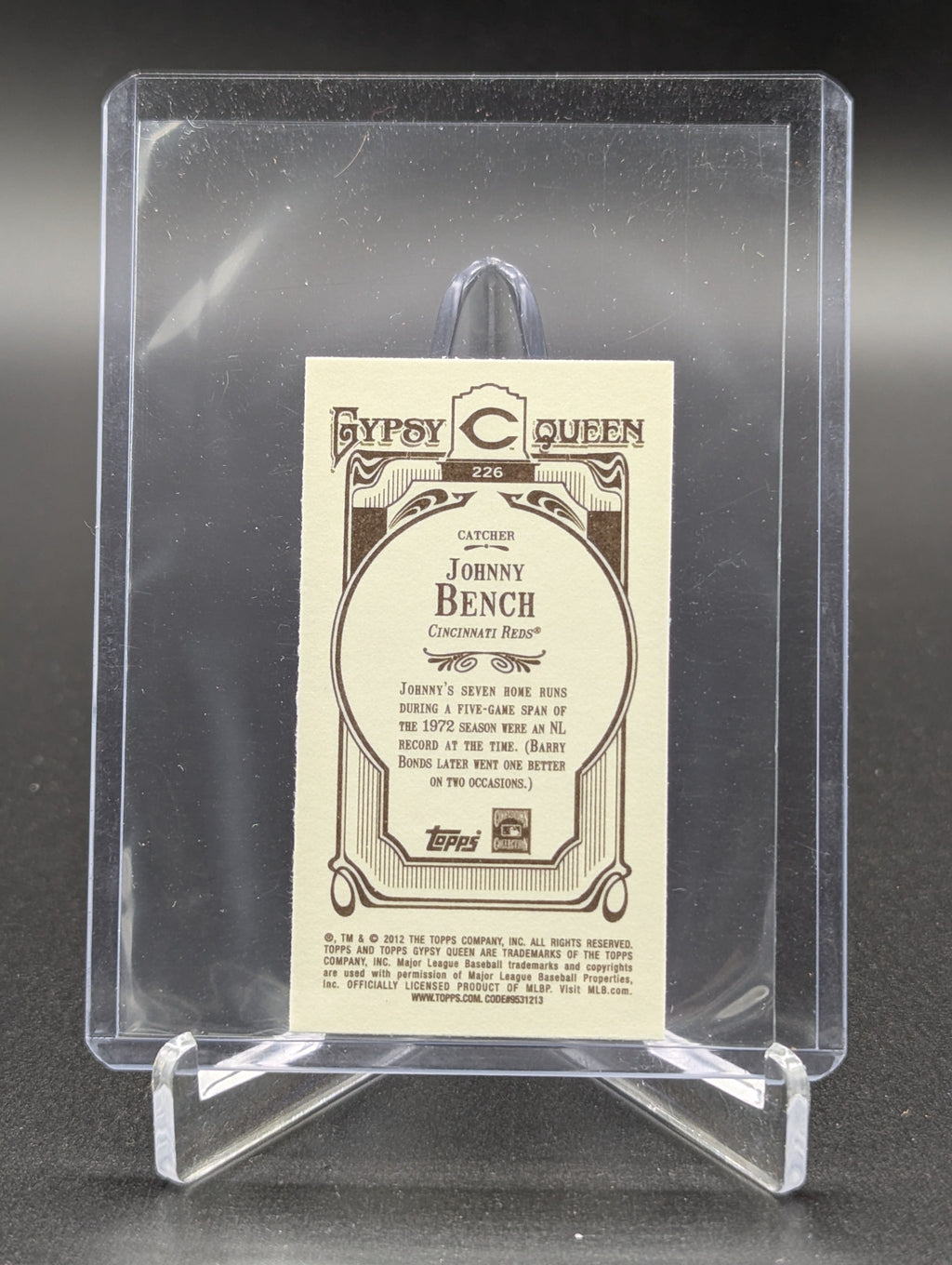 2012 Topps Gypsy Queen Mini Image Variation #226 Johnny Bench Reds