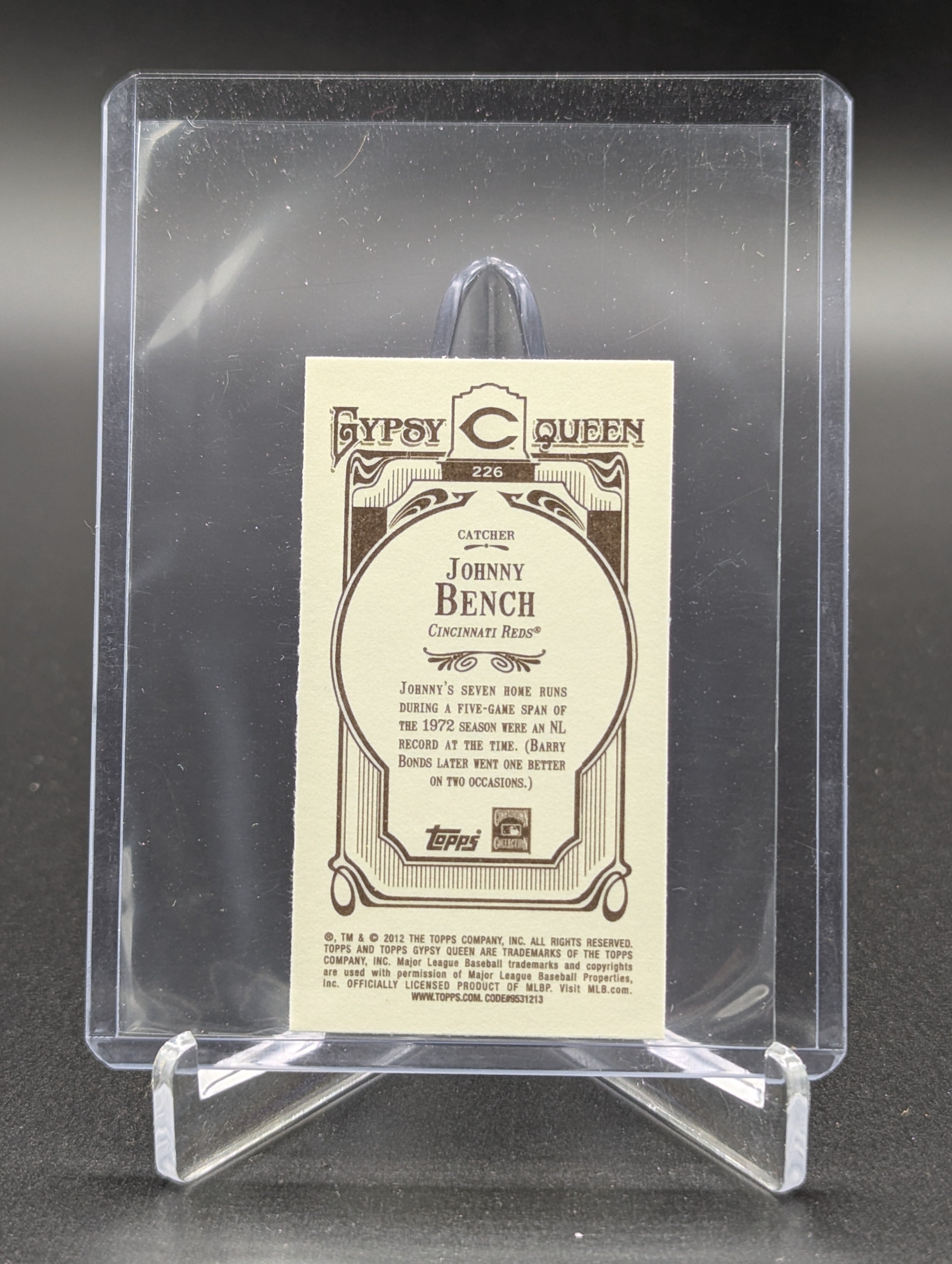 2012 Topps Gypsy Queen Mini Image Variation #226 Johnny Bench Reds