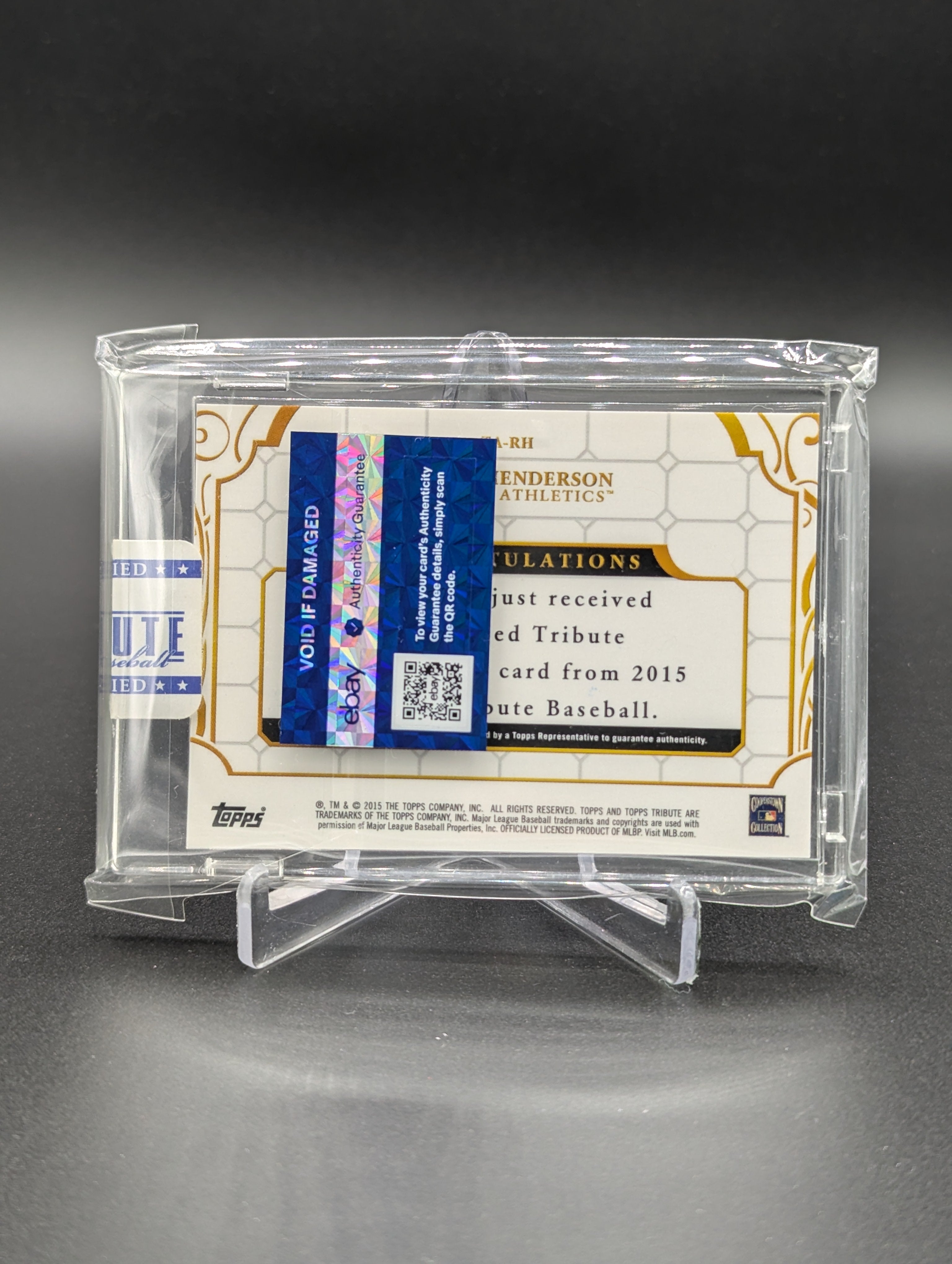 2015 Topps Tribute Gold Auto #TA-RH Rickey Henderson #/75 A's
