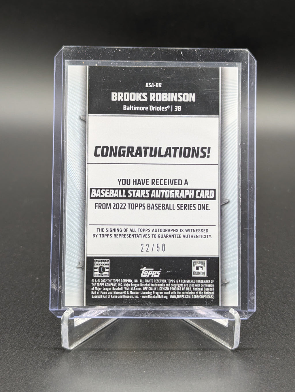 2022 Topps Baseball Stars Gold Auto /50 #BSA-BR Brooks Robinson Orioles
