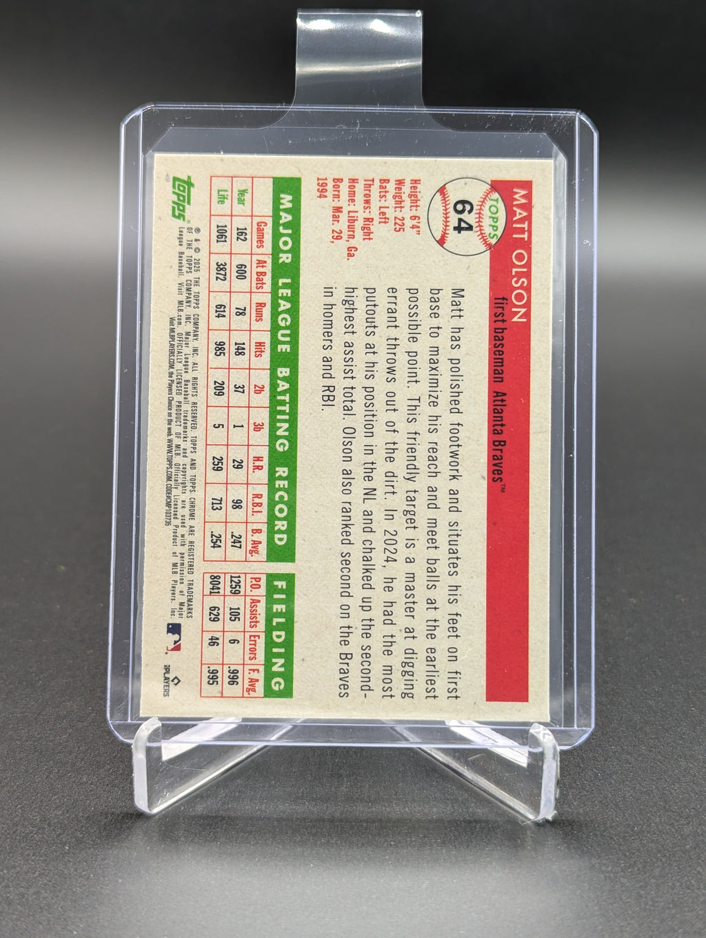 2025 Topps Chrome Platinum Vibration /250 #64 Matt Olson
