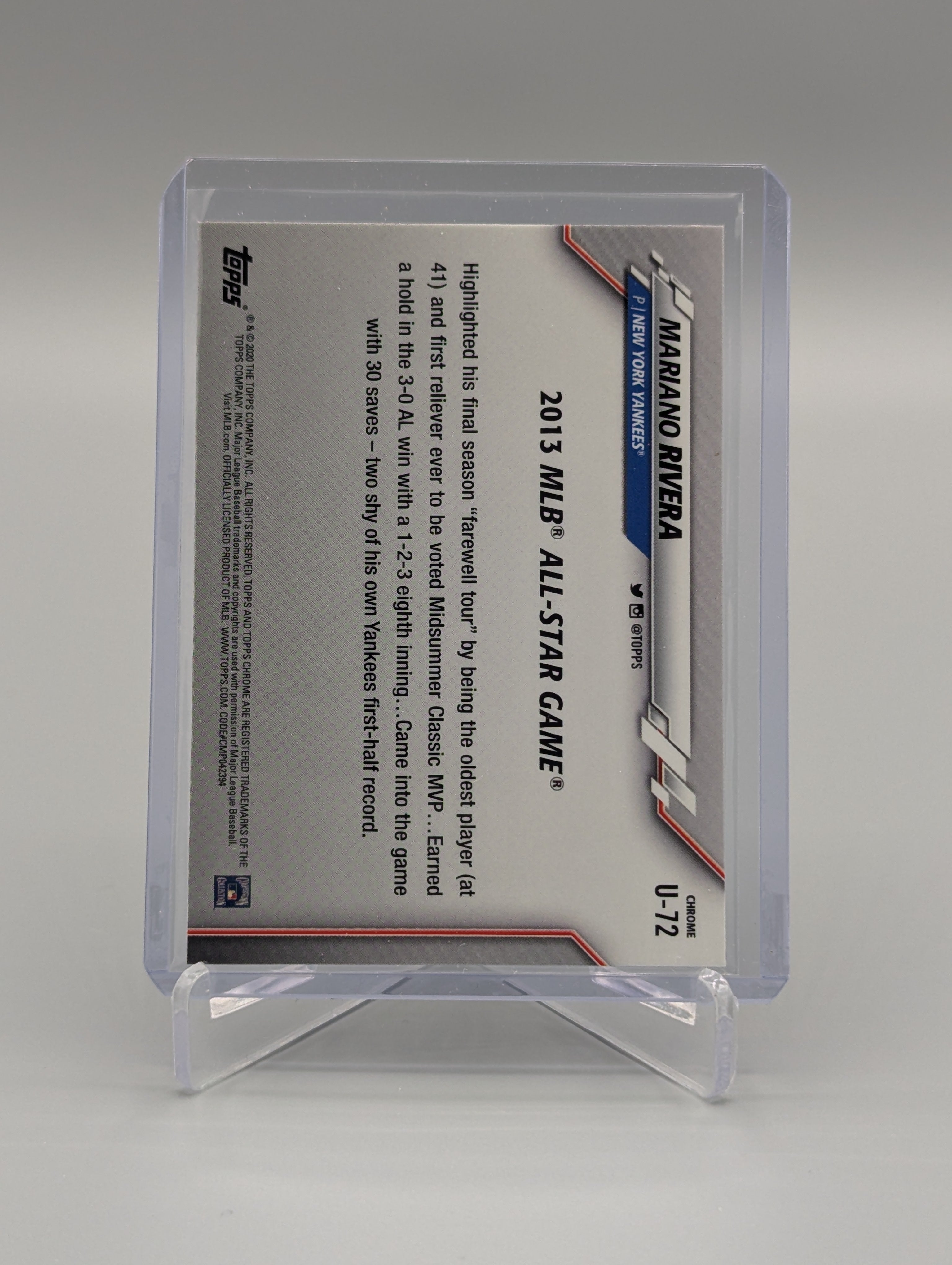 2020 Topps Chrome Update Pink Refractor #U-72 Mariano Rivera Yankees