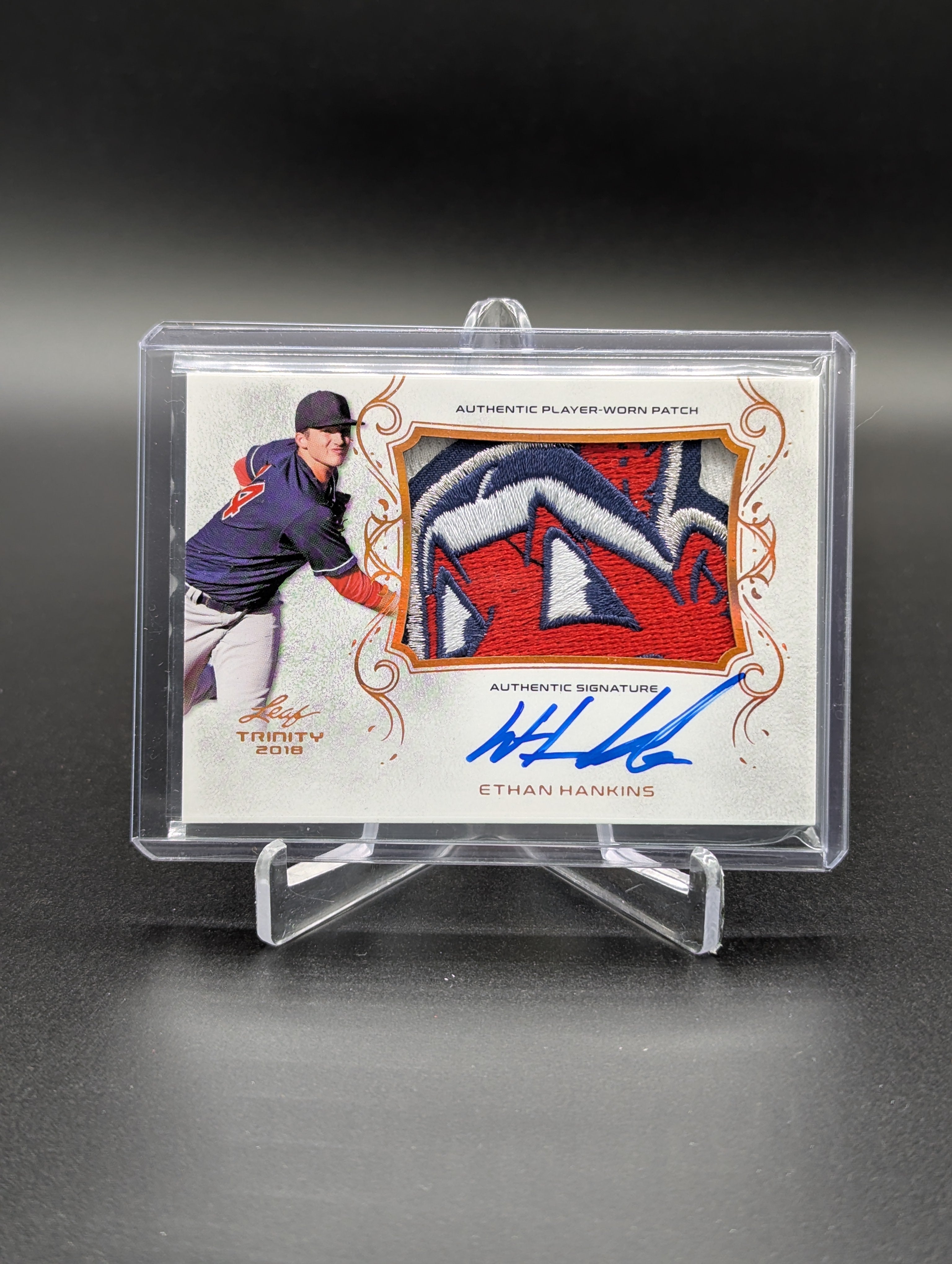 2018 Leaf Trinity Auto/Relic #PA-EH1 Ethan Hankins Chief Wahoo