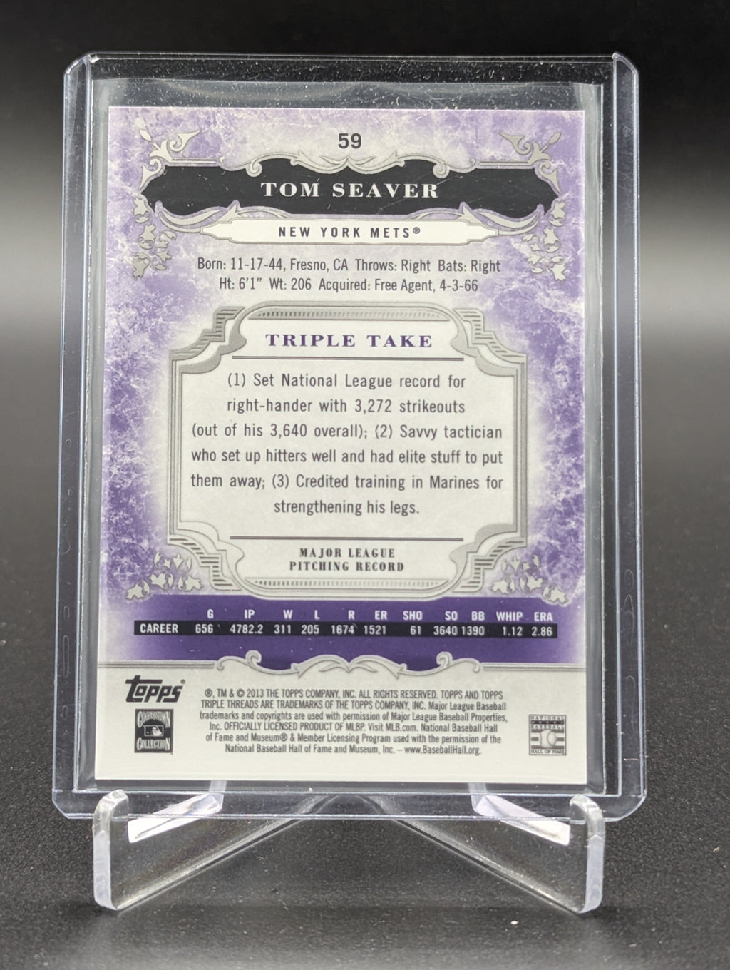 2013 Topps Triple Threads Amethyst #59 Tom Seaver #/650 Mets