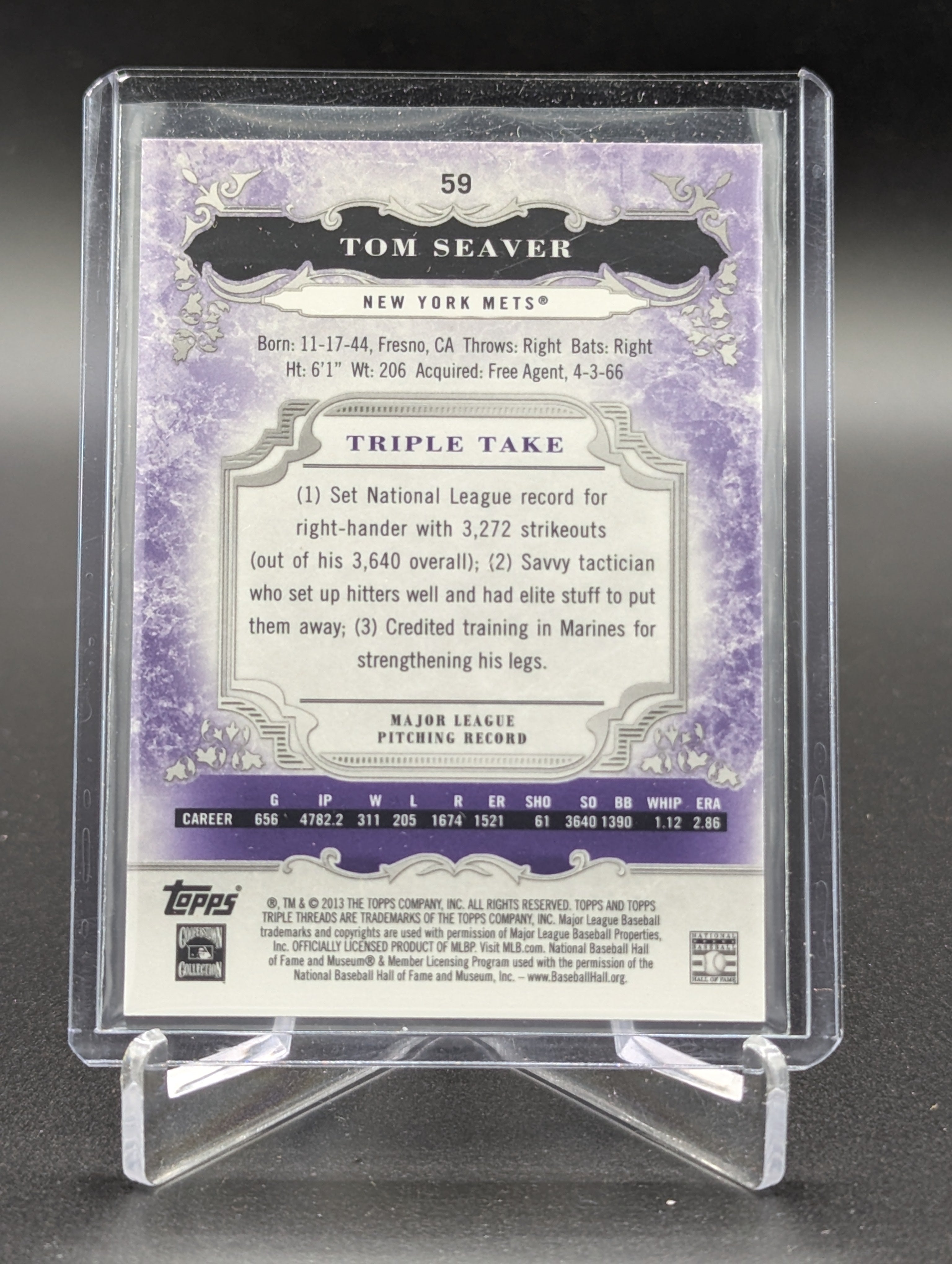 2013 Topps Triple Threads Amethyst #59 Tom Seaver #/650 Mets