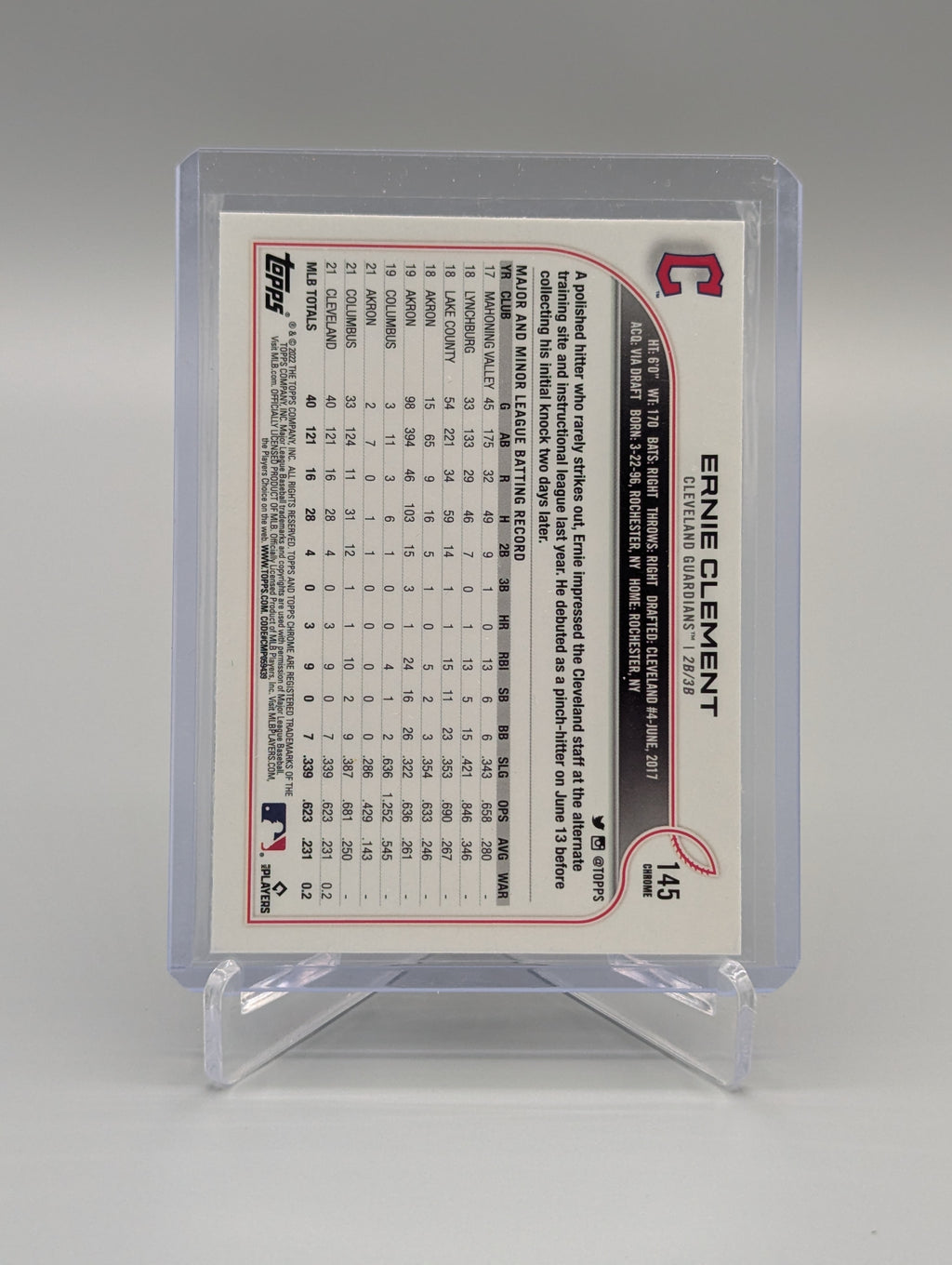 2022 Topps Chrome Sonic Black & White  RayWave #145 Ernie Clement RC Guardians