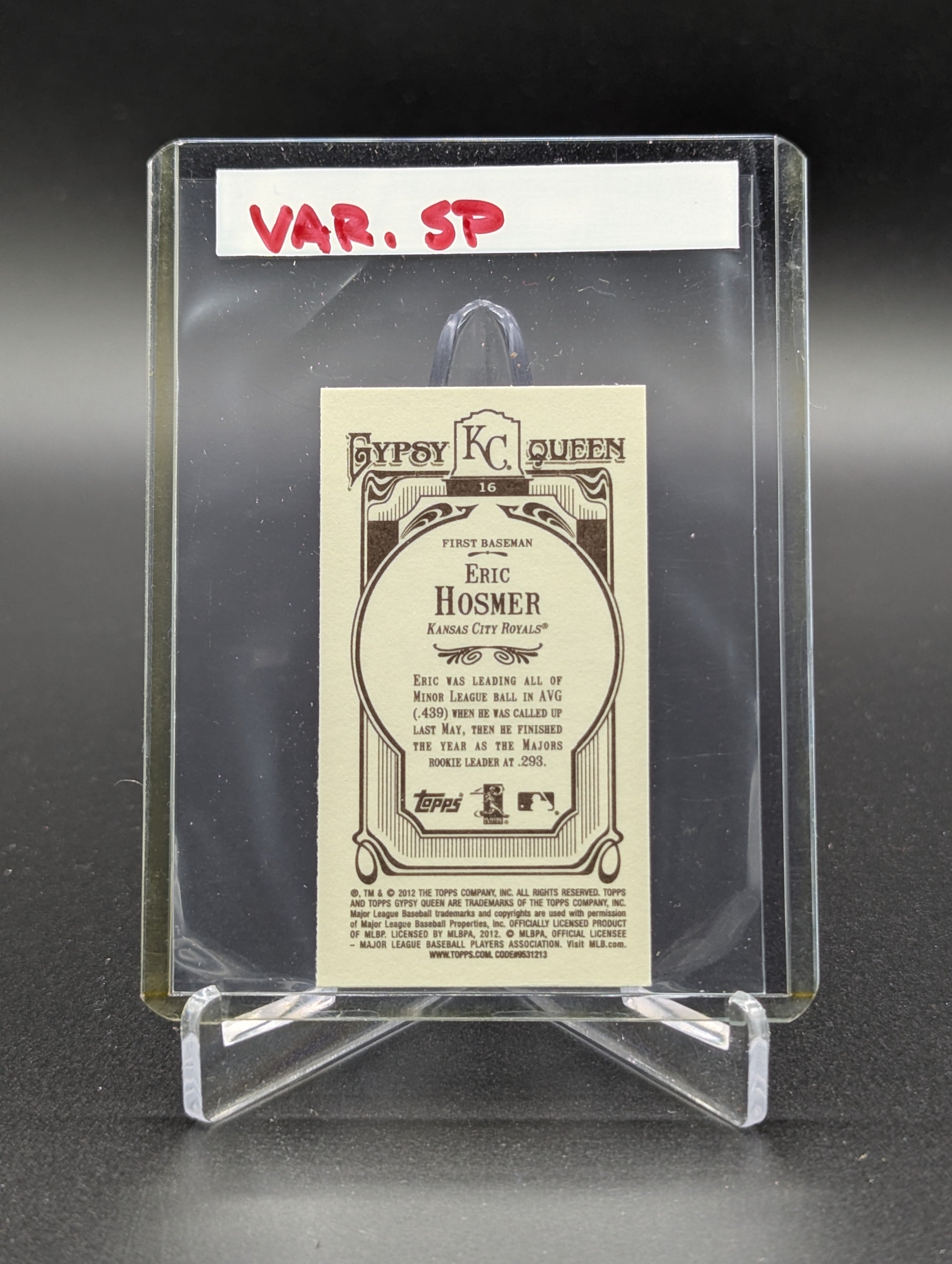 2012 Topps Gypsy Queen Mini Image Variation #16 Eric Hosmer Royals