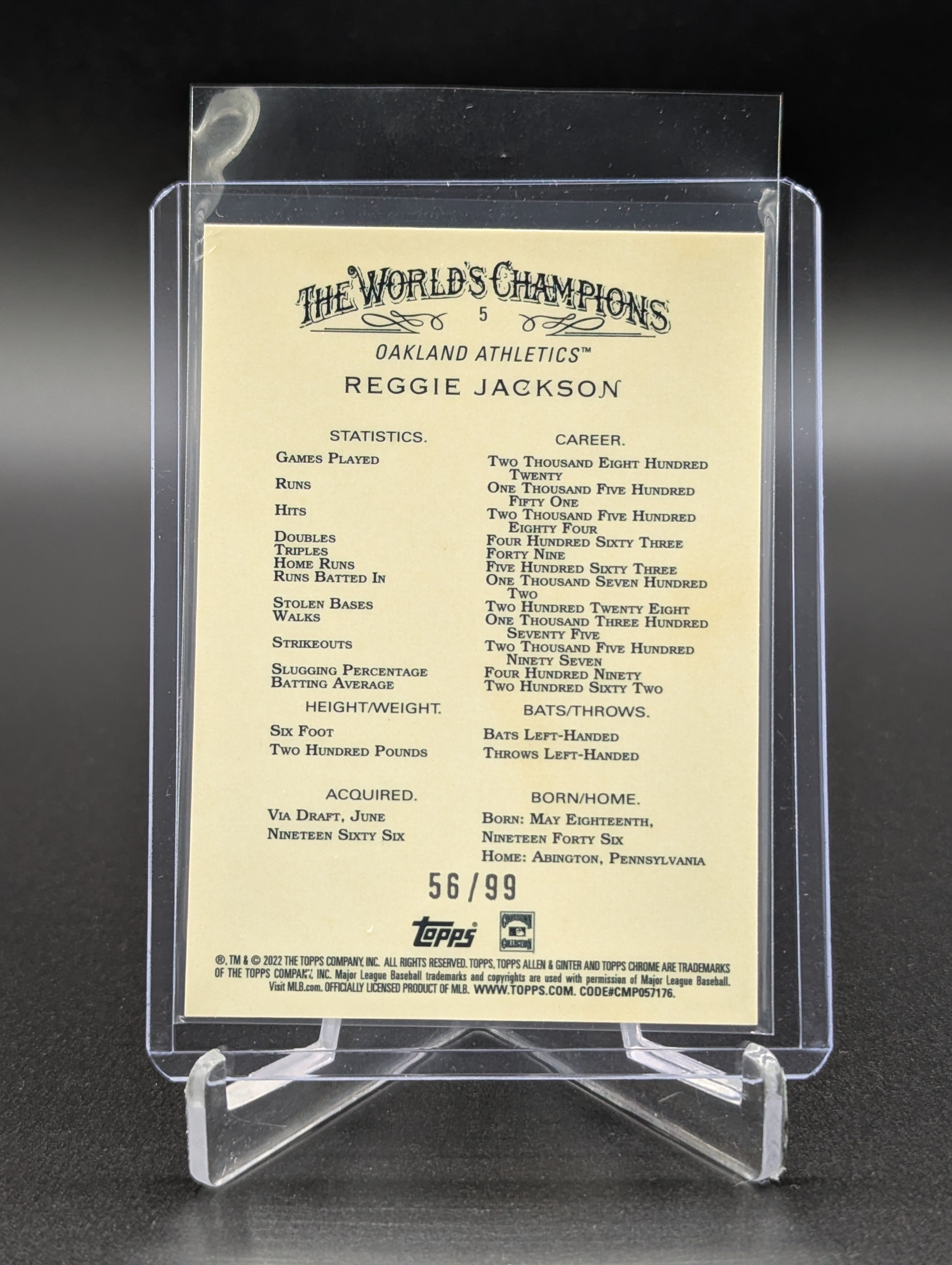 2022 Topps Allen & Ginter Chrome Green /99 #5 Reggie Jackson A's