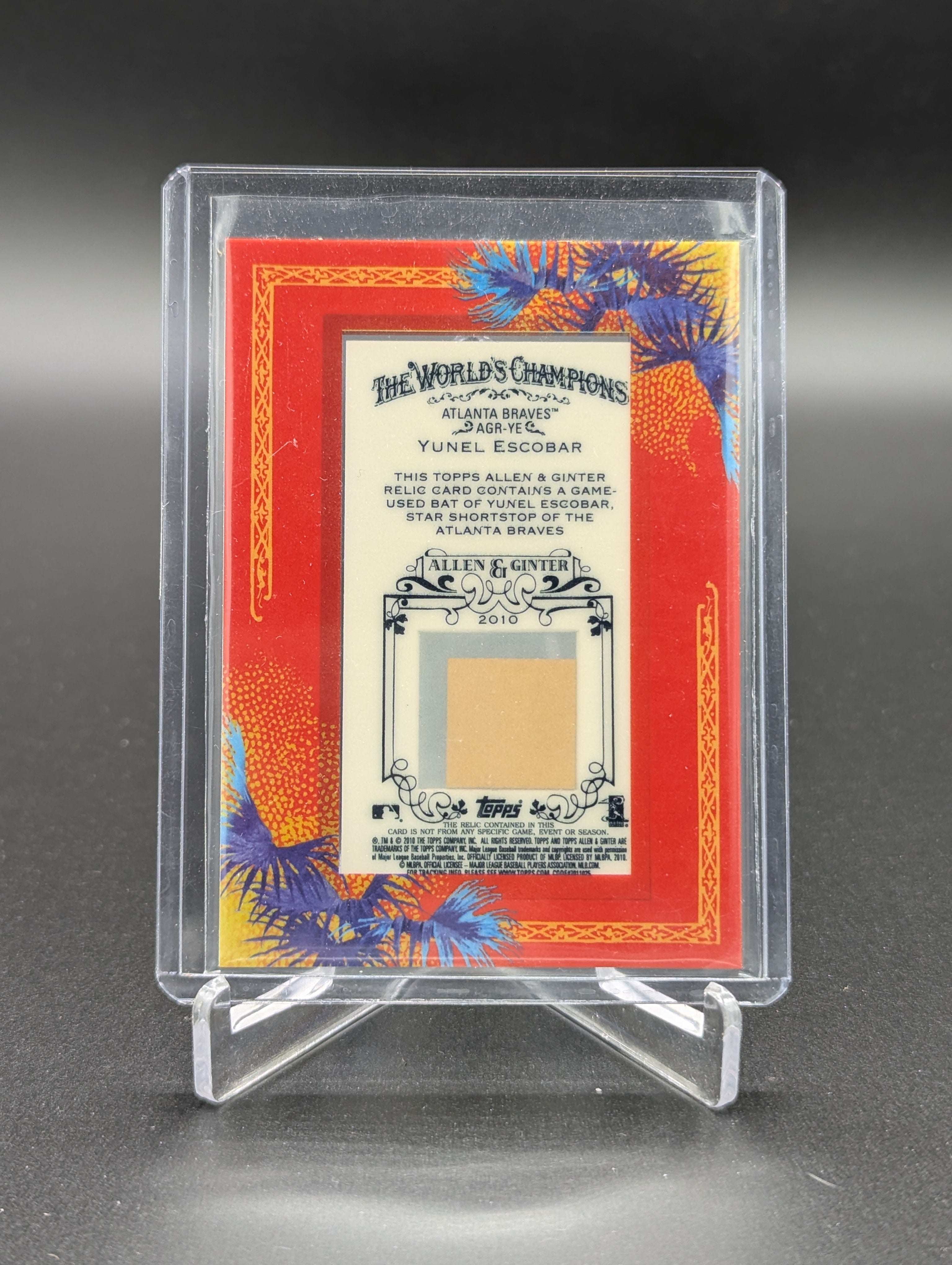 2010 Topps Allen & Ginter Framed Relic #AGR-YE Yunel Escobar Braves