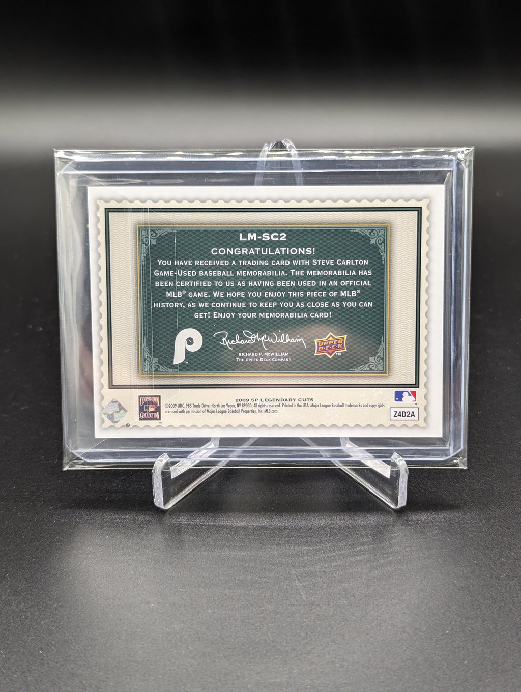 2009 SP Legendary Cuts #LM-SC2 Steve Carlton Game Used #/125 Phillies
