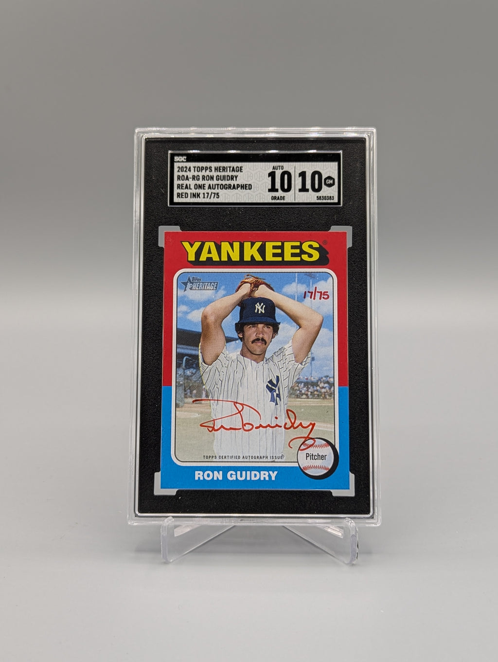 2024 Topps Heritage Real One Red Ink Auto #ROA-RG Ron Guidry SGC 10