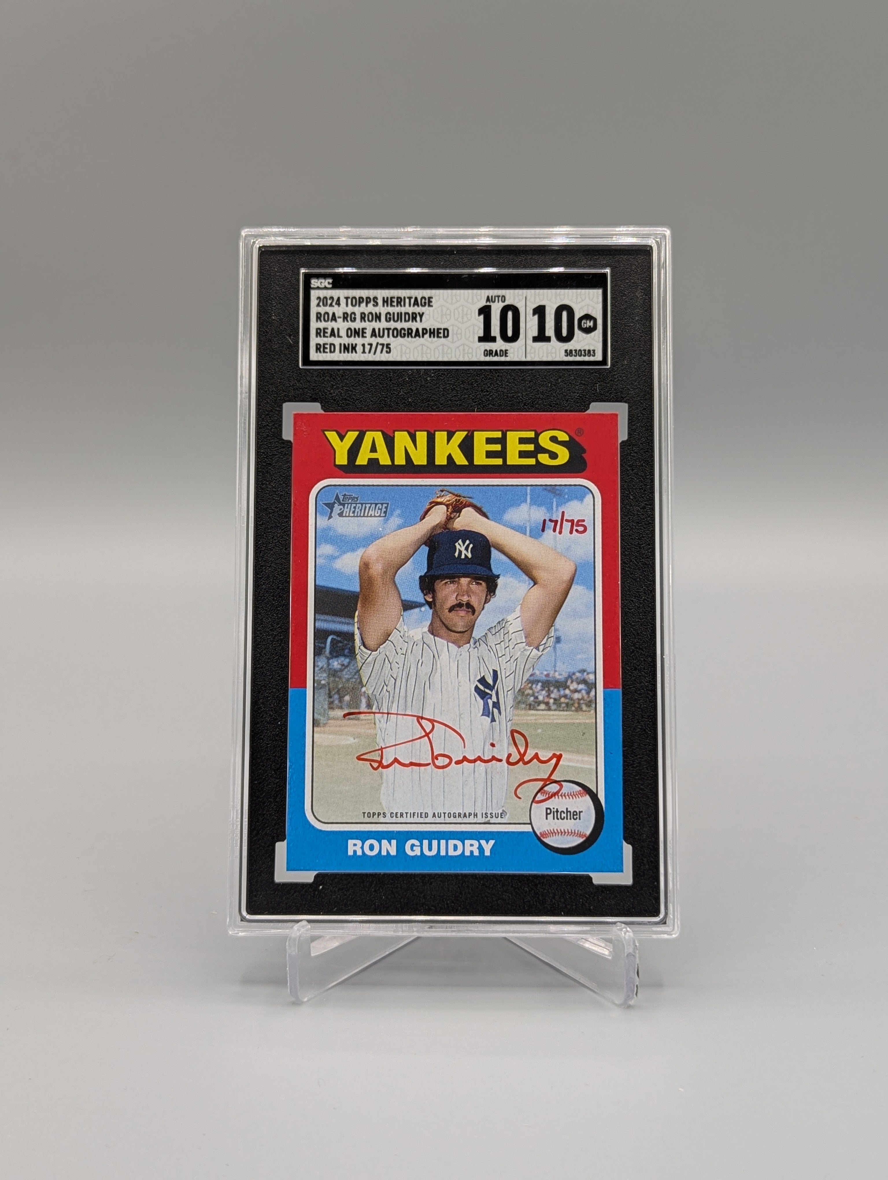 2024 Topps Heritage Real One Red Ink Auto #ROA-RG Ron Guidry SGC 10