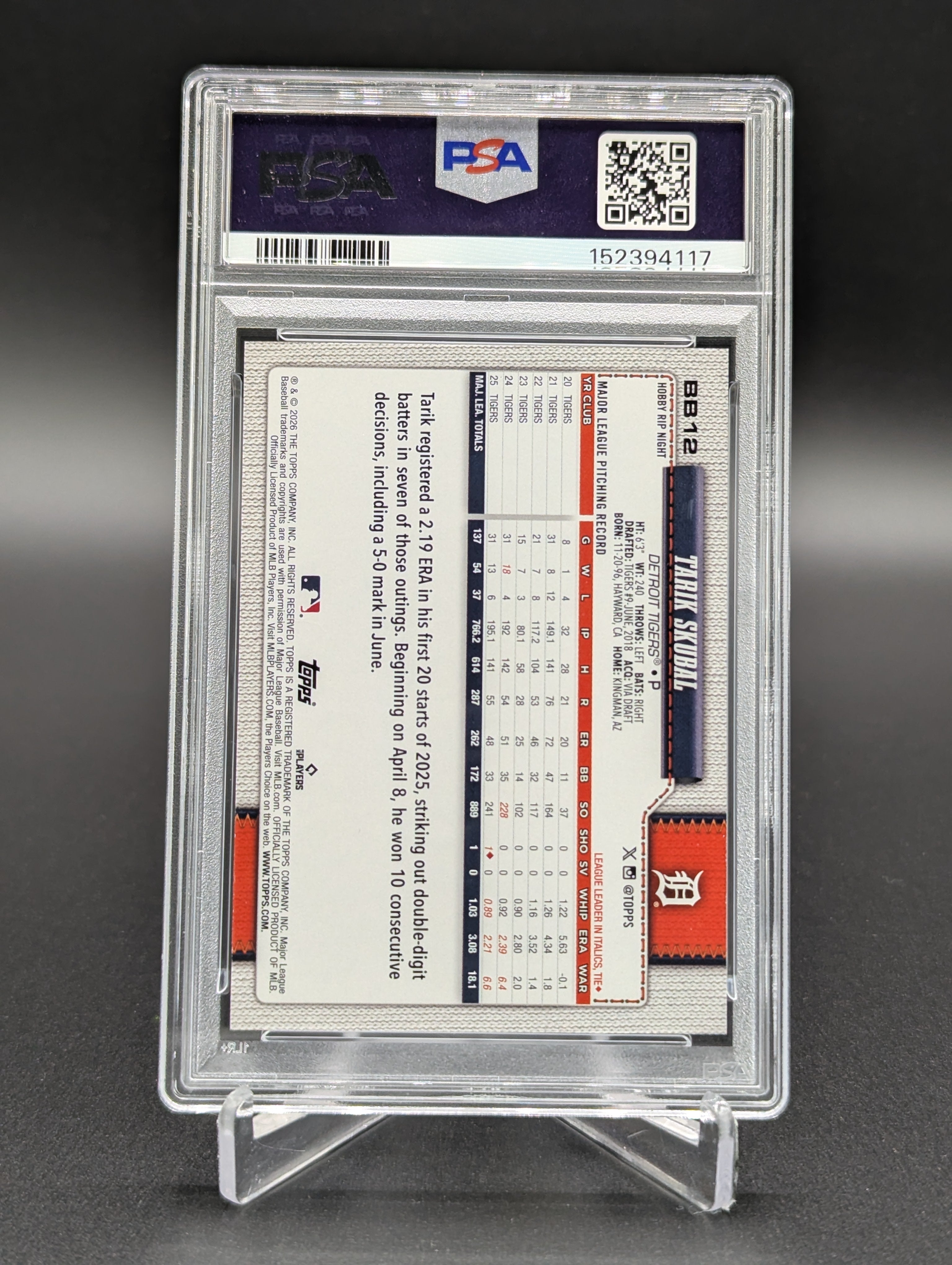 2025 Topps Hobby Rip Night Red #12 Tarik Skubal Tigers PSA 10