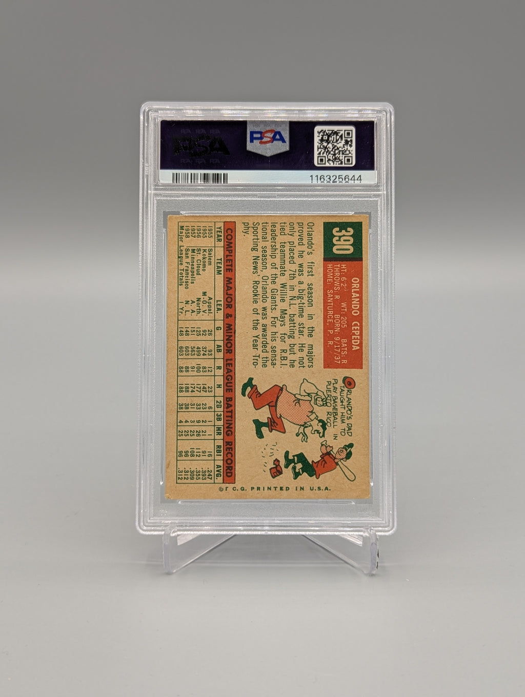 1959 Topps #390 Orlando Cepeda PSA 4 Giants