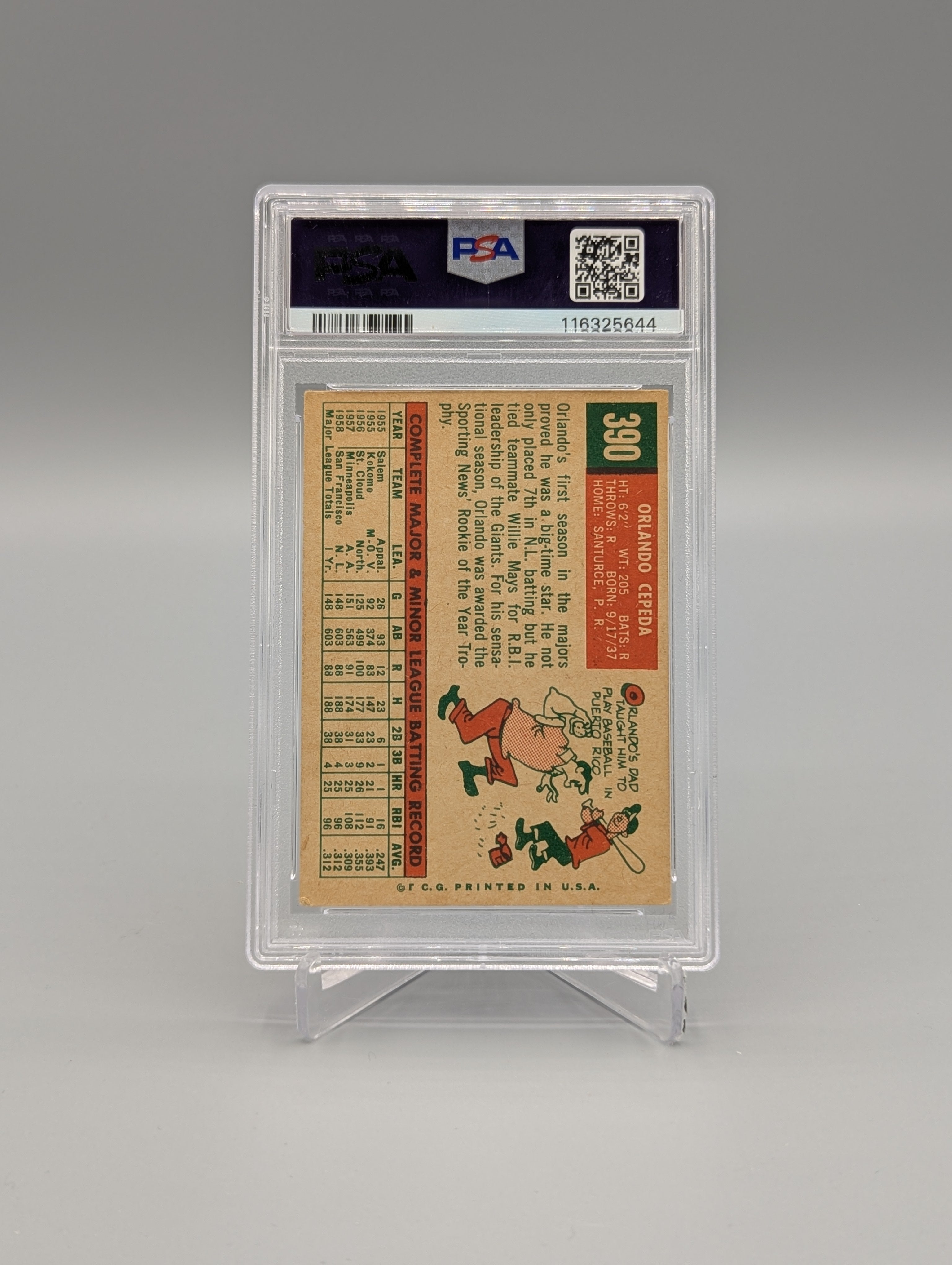 1959 Topps #390 Orlando Cepeda PSA 4 Giants