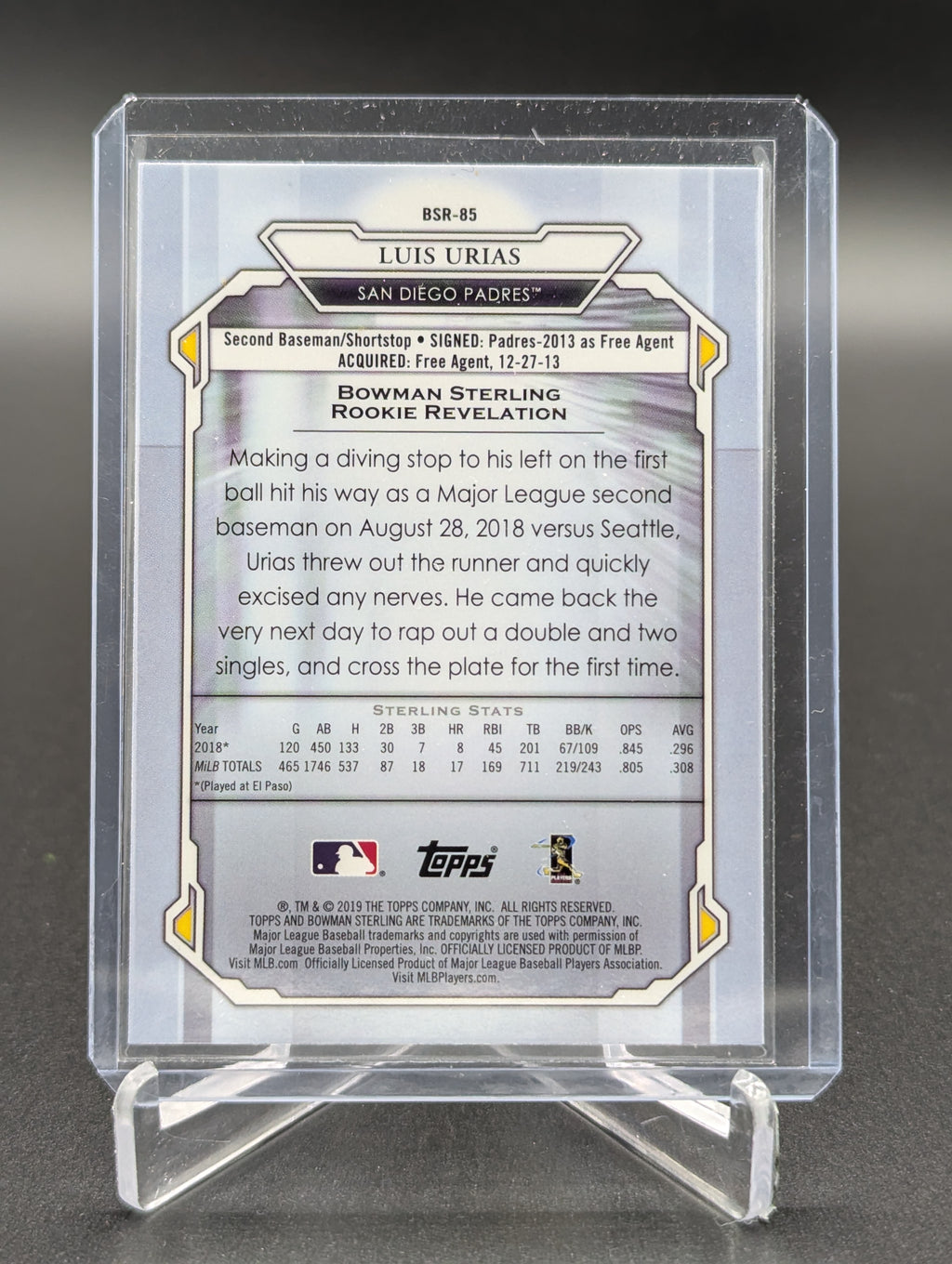 2019 Bowman Sterling RC #BSR-85 Luis Urias Padres