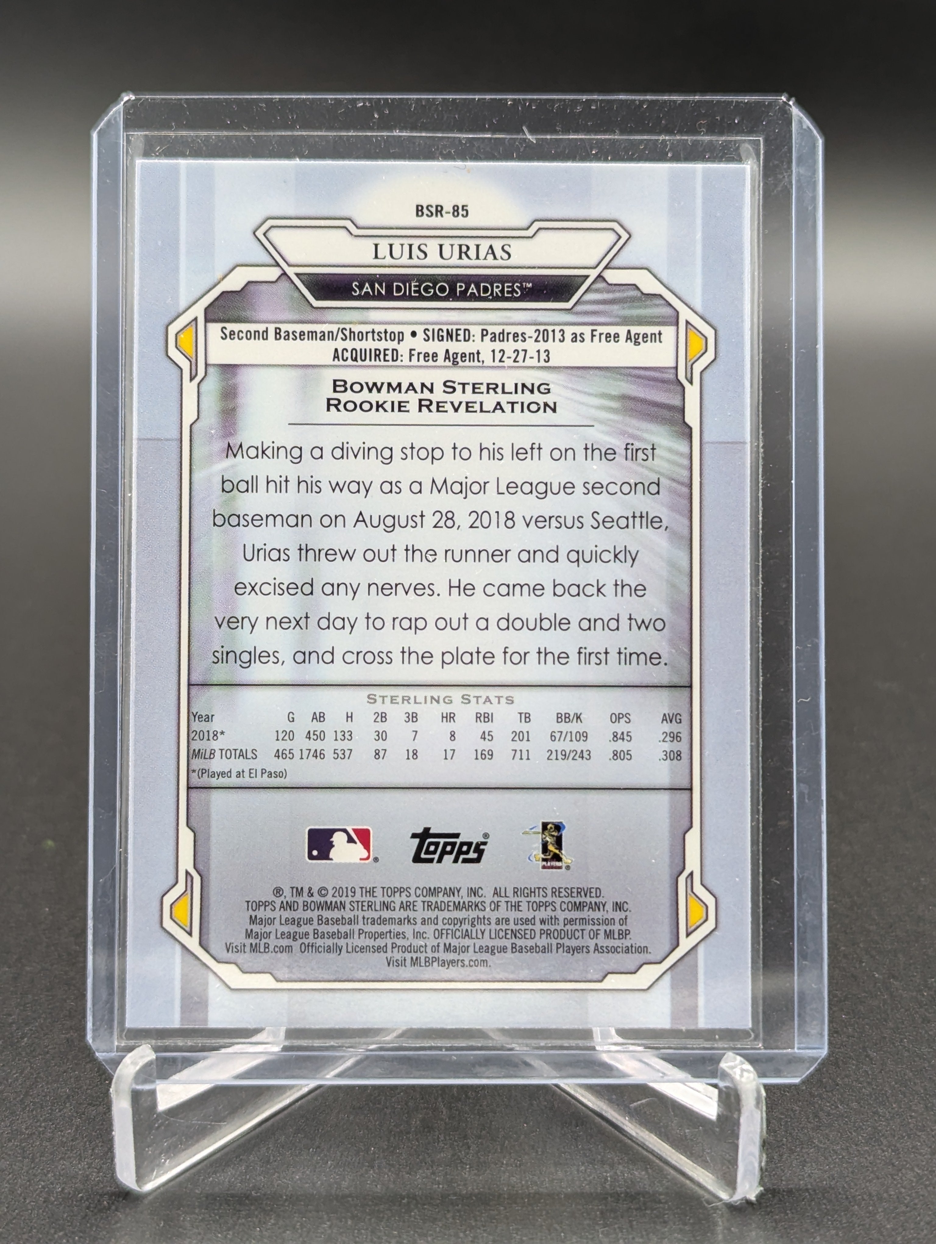 2019 Bowman Sterling RC #BSR-85 Luis Urias Padres