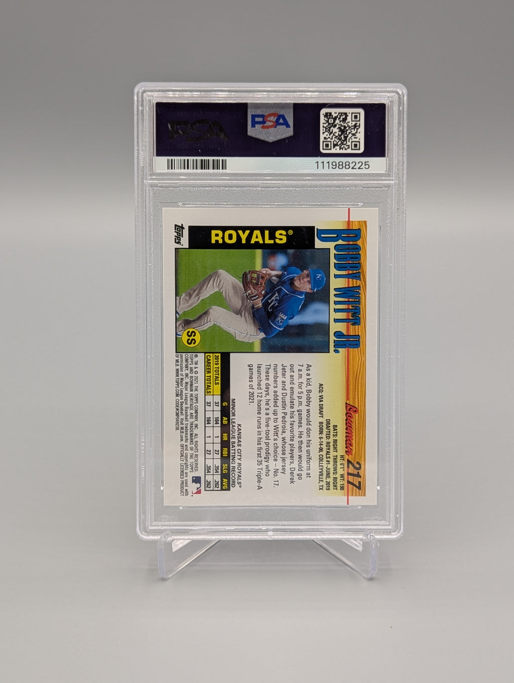 2021 Bowman Heritage #217 Bobby Witt Jr Variation PSA 10 Royals