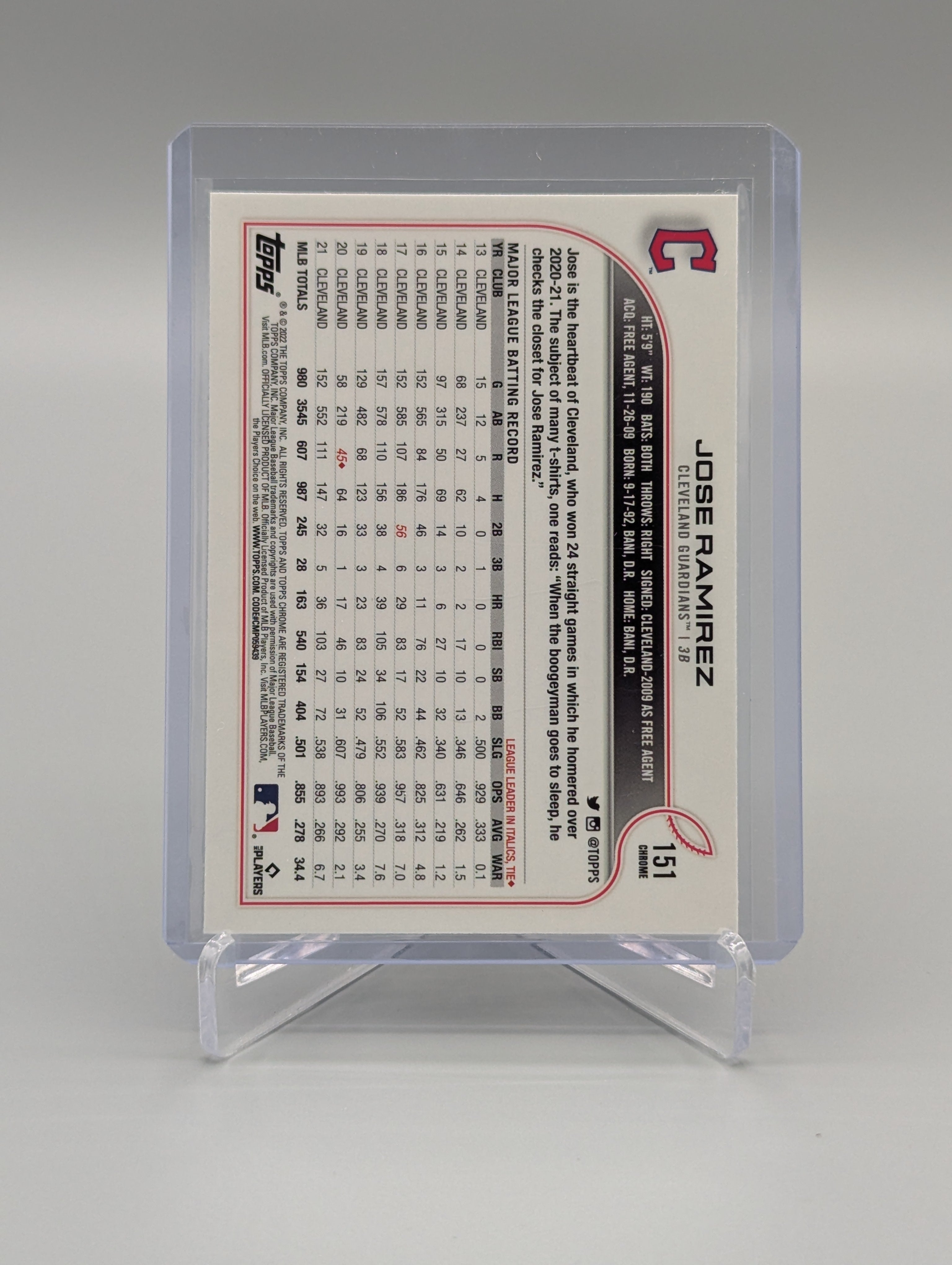 2022 Topps Chrome Sonic Black & White RayWave #151 Jose Ramirez Guardians