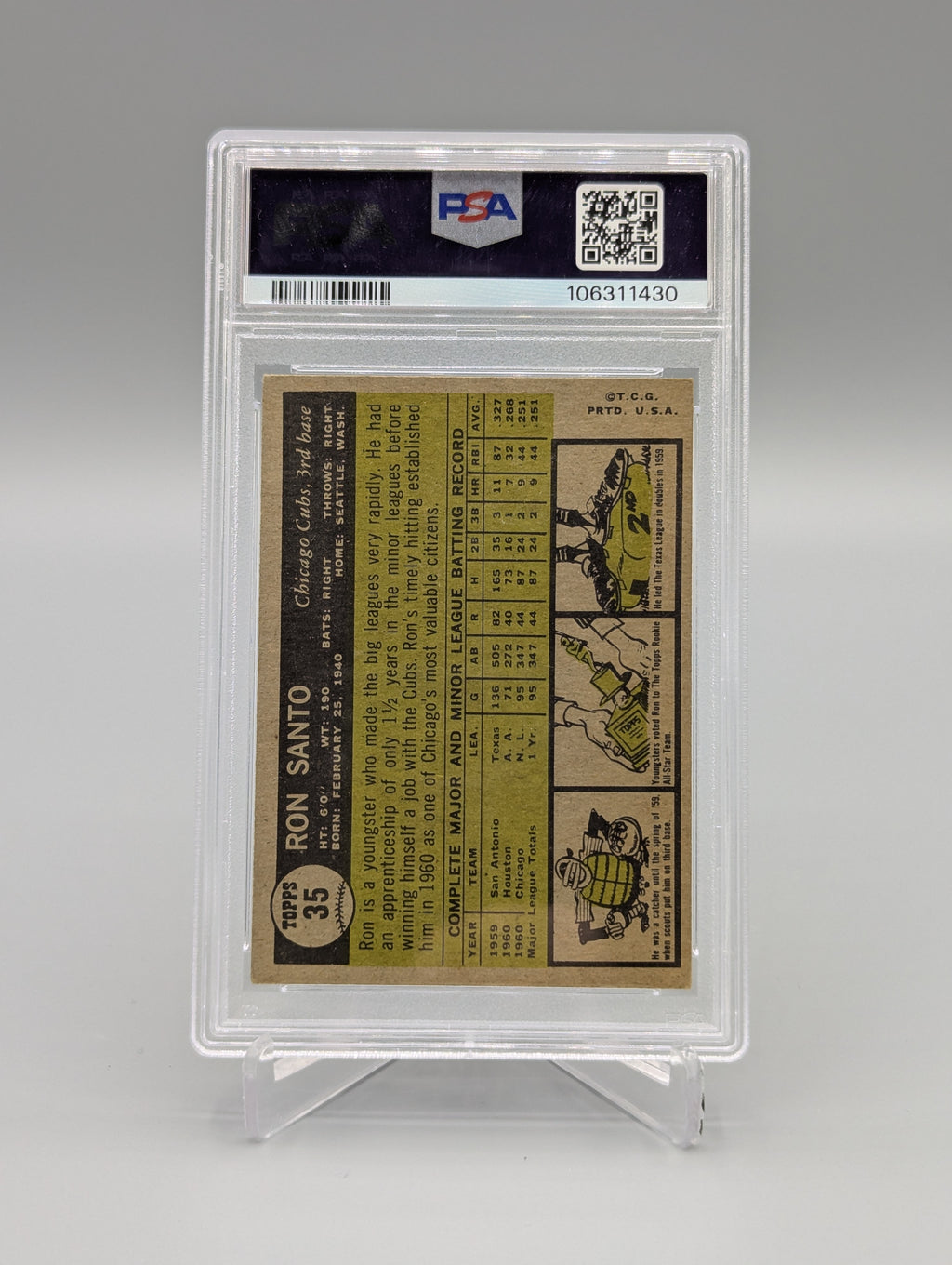 1961 Topps #35 Ron Santo RC PSA 4.5 Cubs